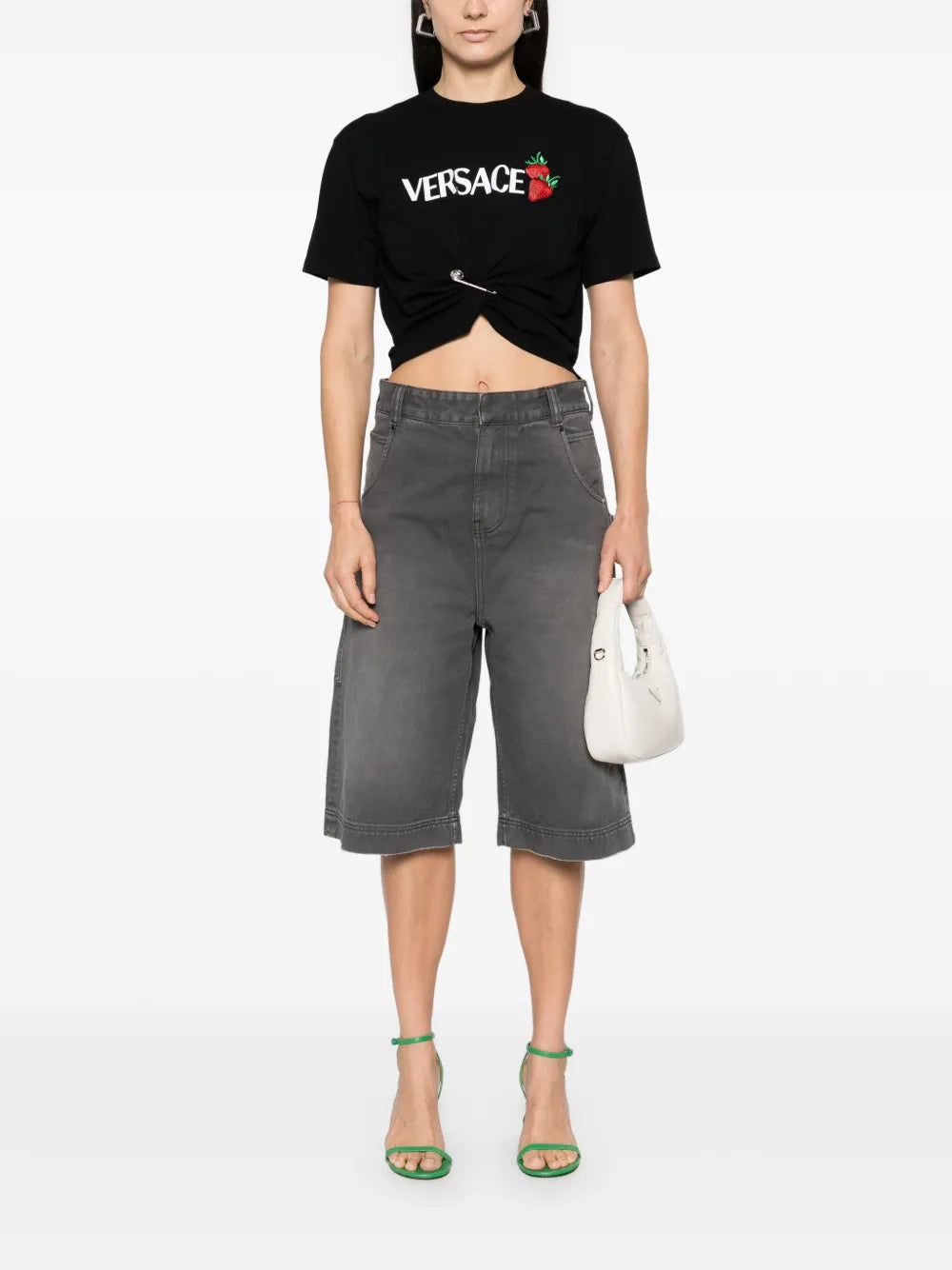 티셔츠 스트로베리 크롭 티셔츠 Versace 검은색 Femme