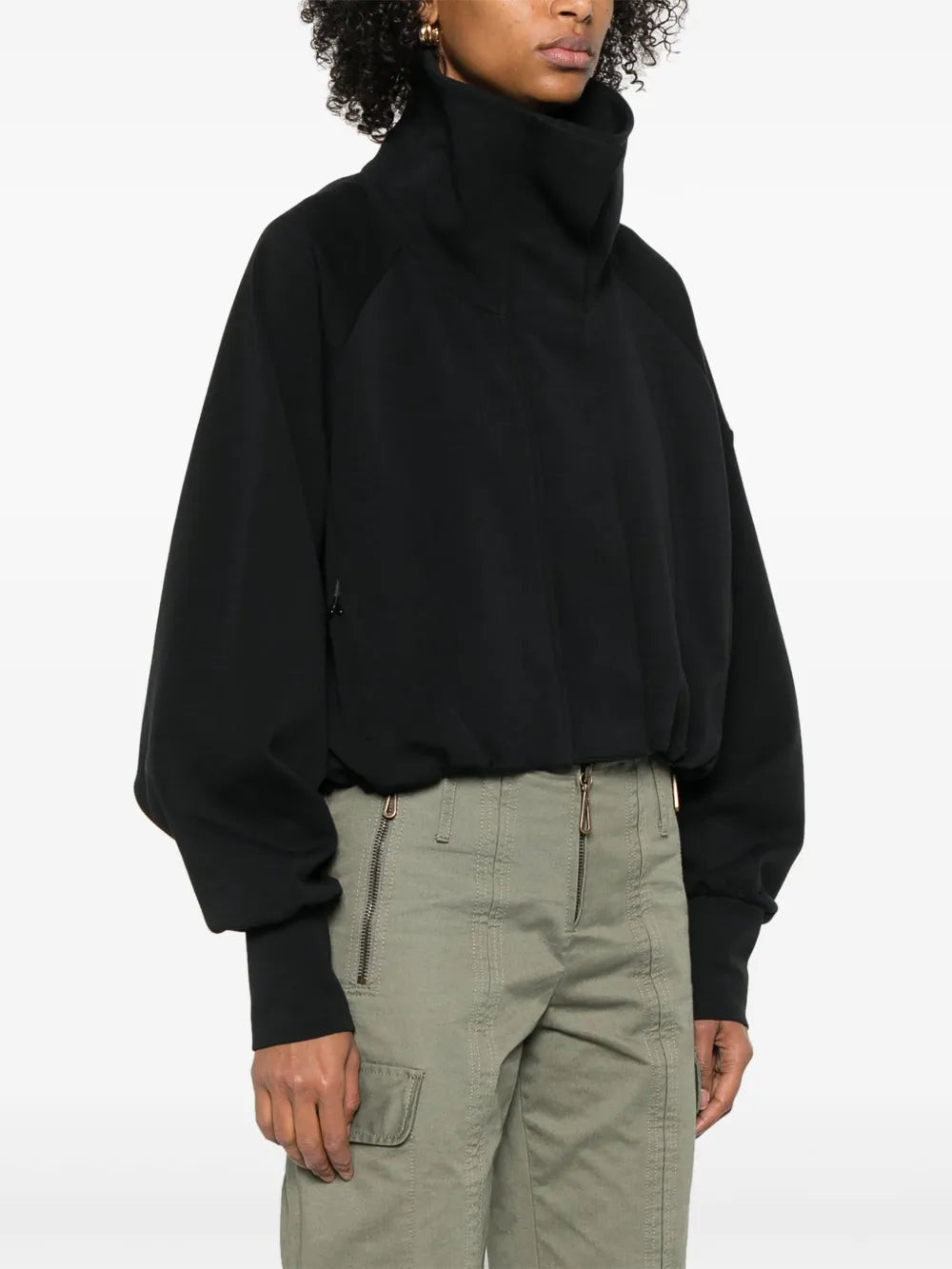Jaquetas Casaco Curto com Fecho Zip Moncler Preto Femme