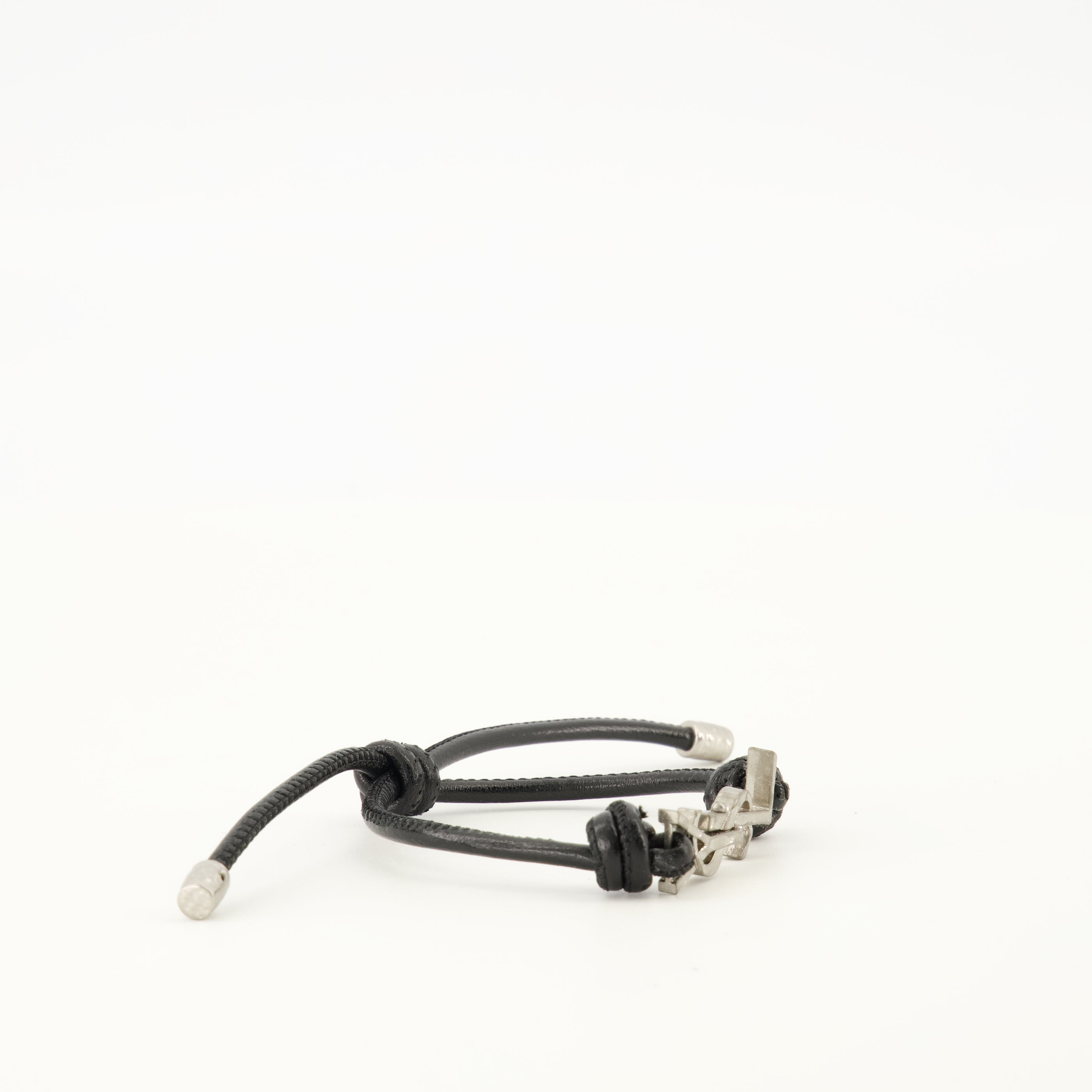 Bijoux Bracelet Cassandre en cuir noir Saint Laurent Noir Homme