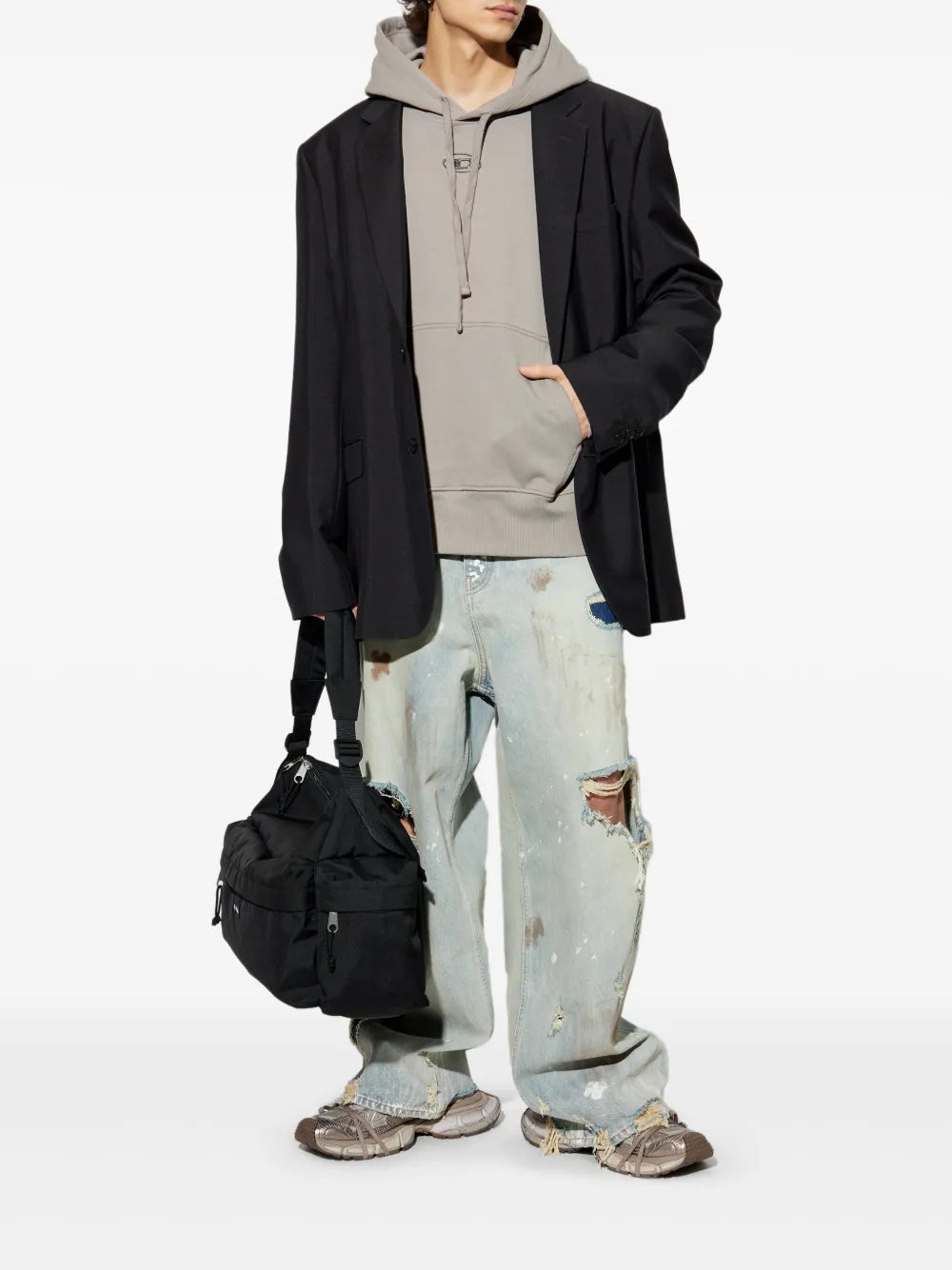 Moletons S-Macs-Hood-On Hoodie Diesel Cinza Homme