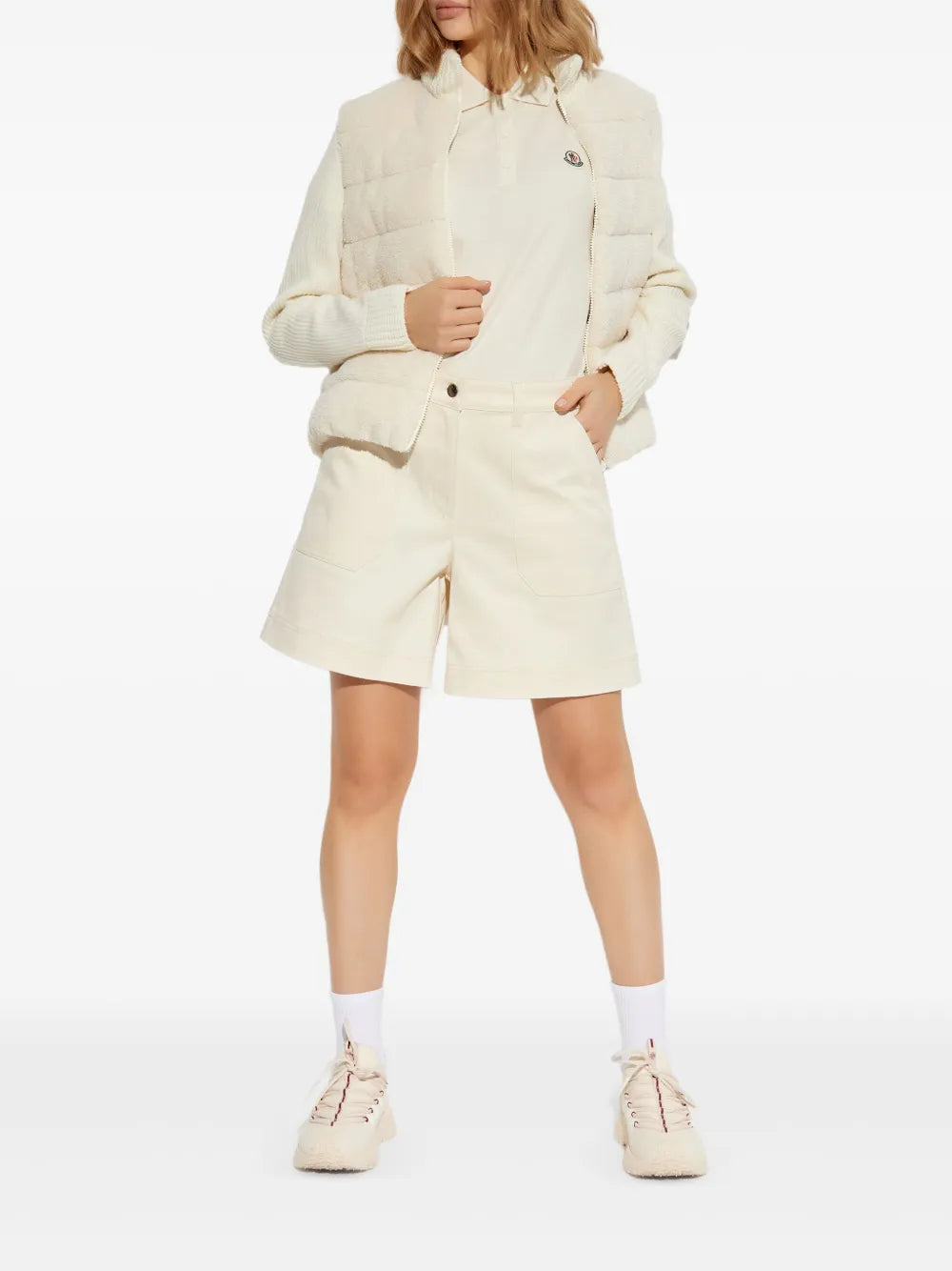 Polos Logo Polo Moncler Beige Femme
