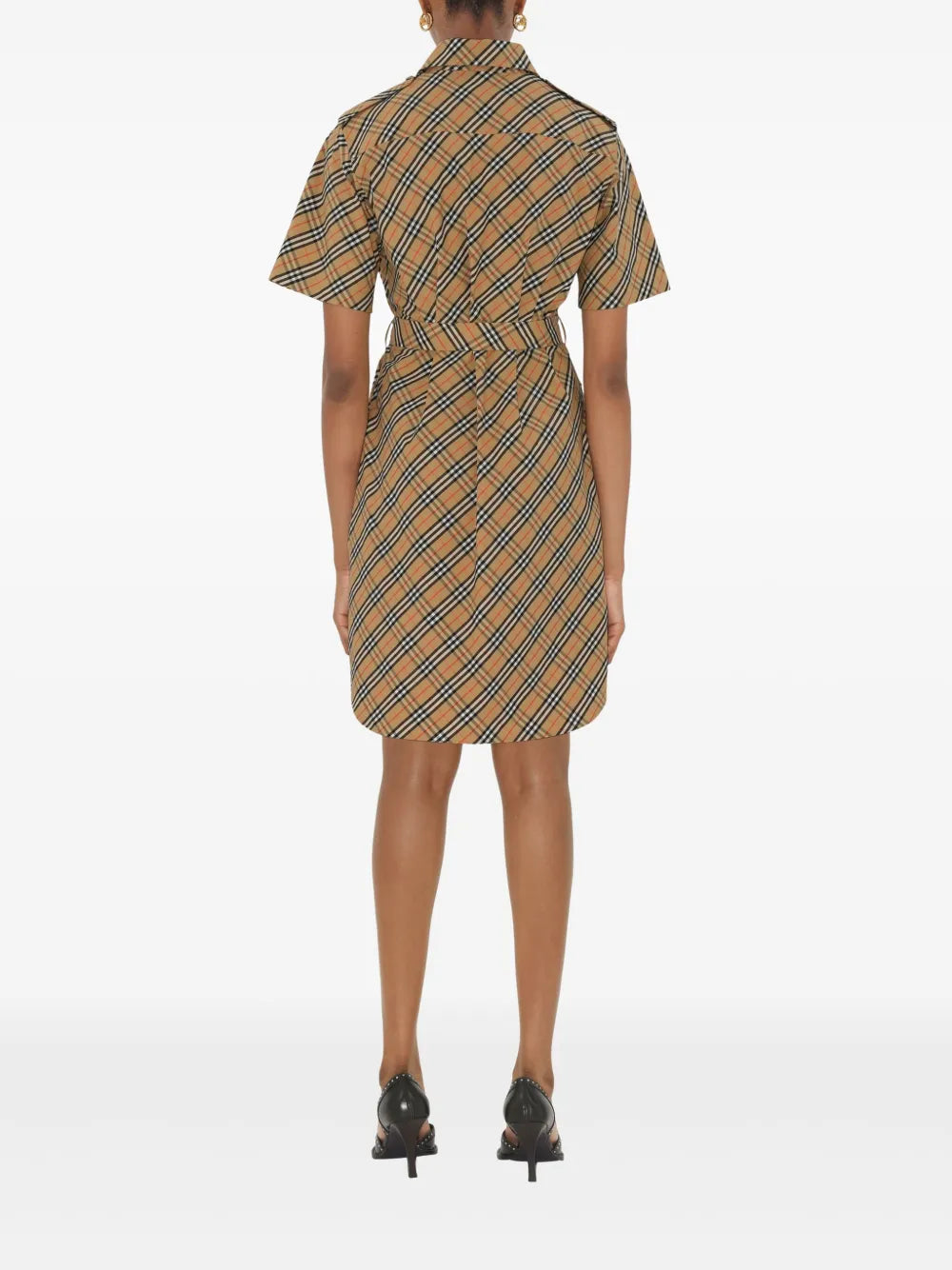 Robes Robe chemise à carreaux Burberry Beige Femme