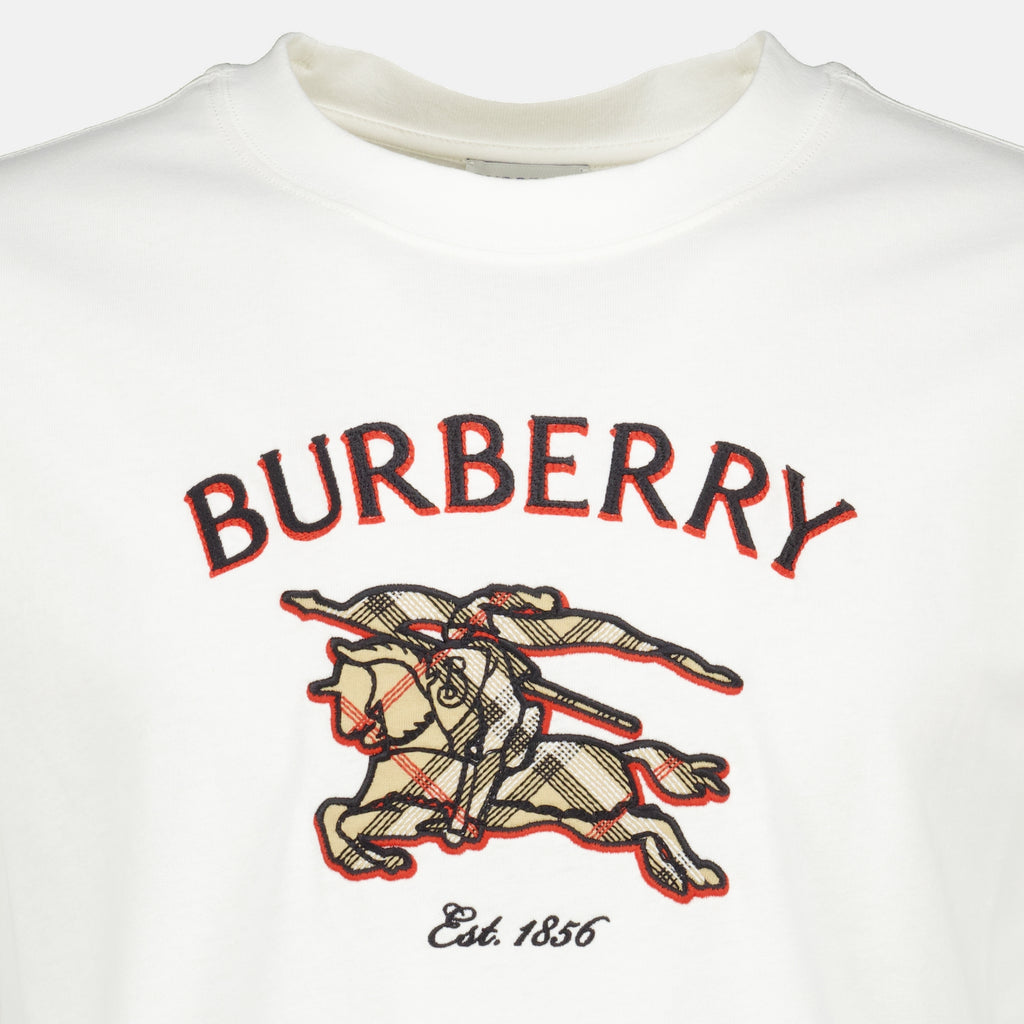 T-shirts Knight Check White T-shirt Burberry Blanc Homme