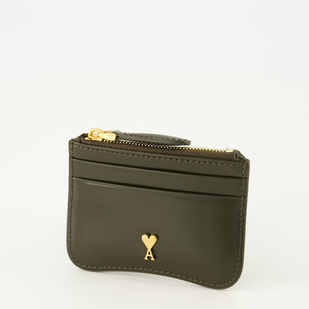 Image of the article Zip Card Holder Paris Khaki from the brand Ami PARIS for Unisex - Spring-Summer 2026 - Detailed View_2