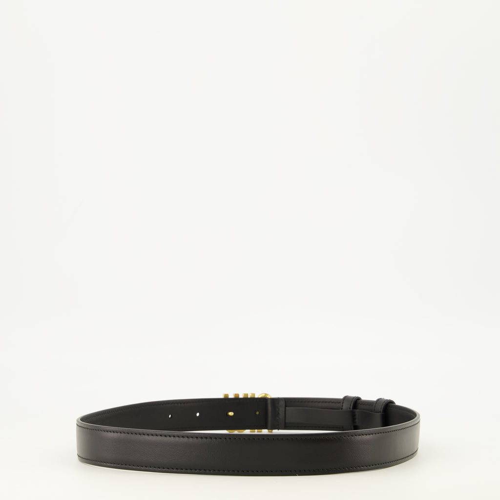 Ceintures Cinturón de Cuero Negro Miu Miu Noir Femme