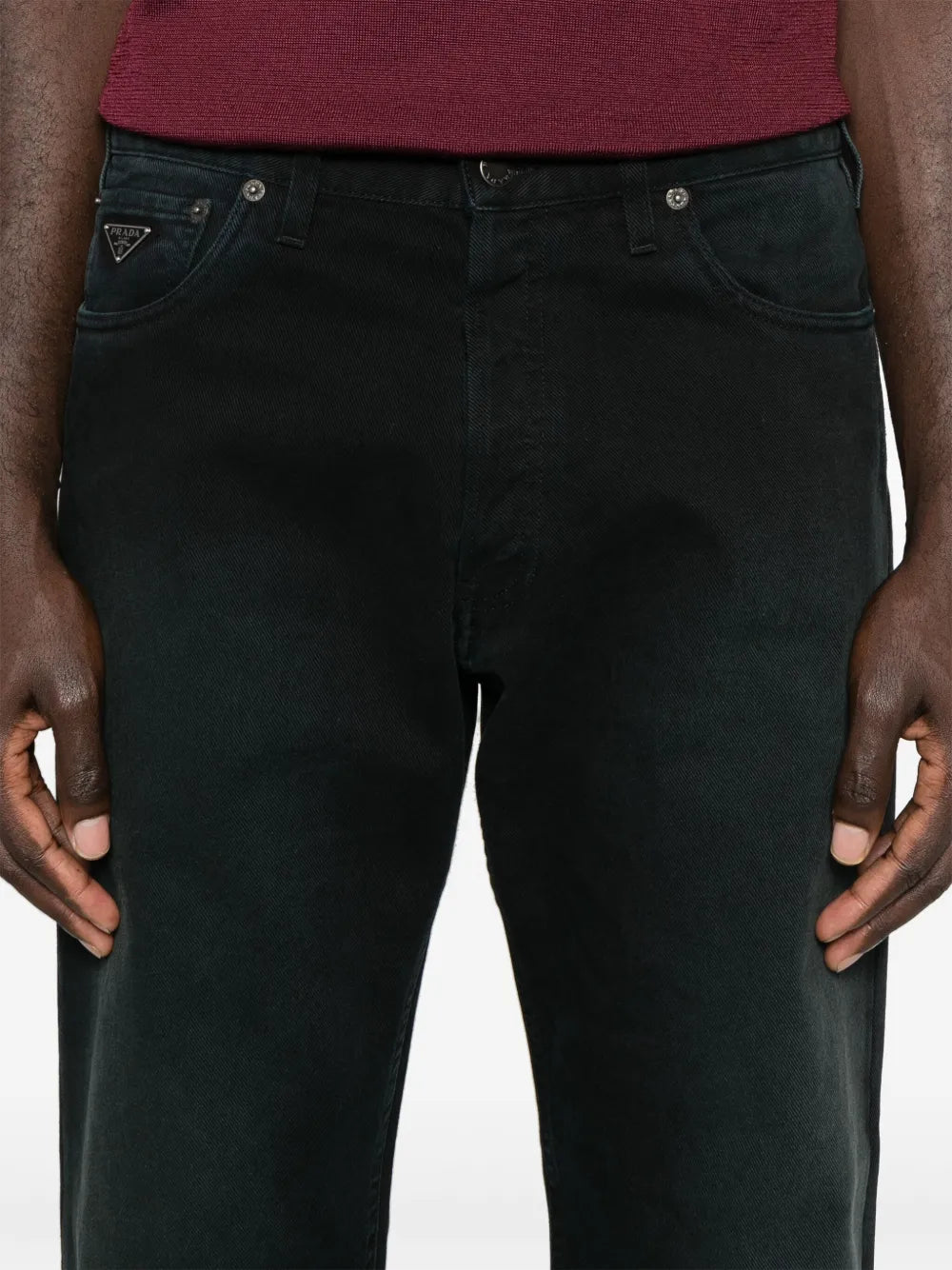 Calças Jeans Pretos Desbotados Prada Preto Homme
