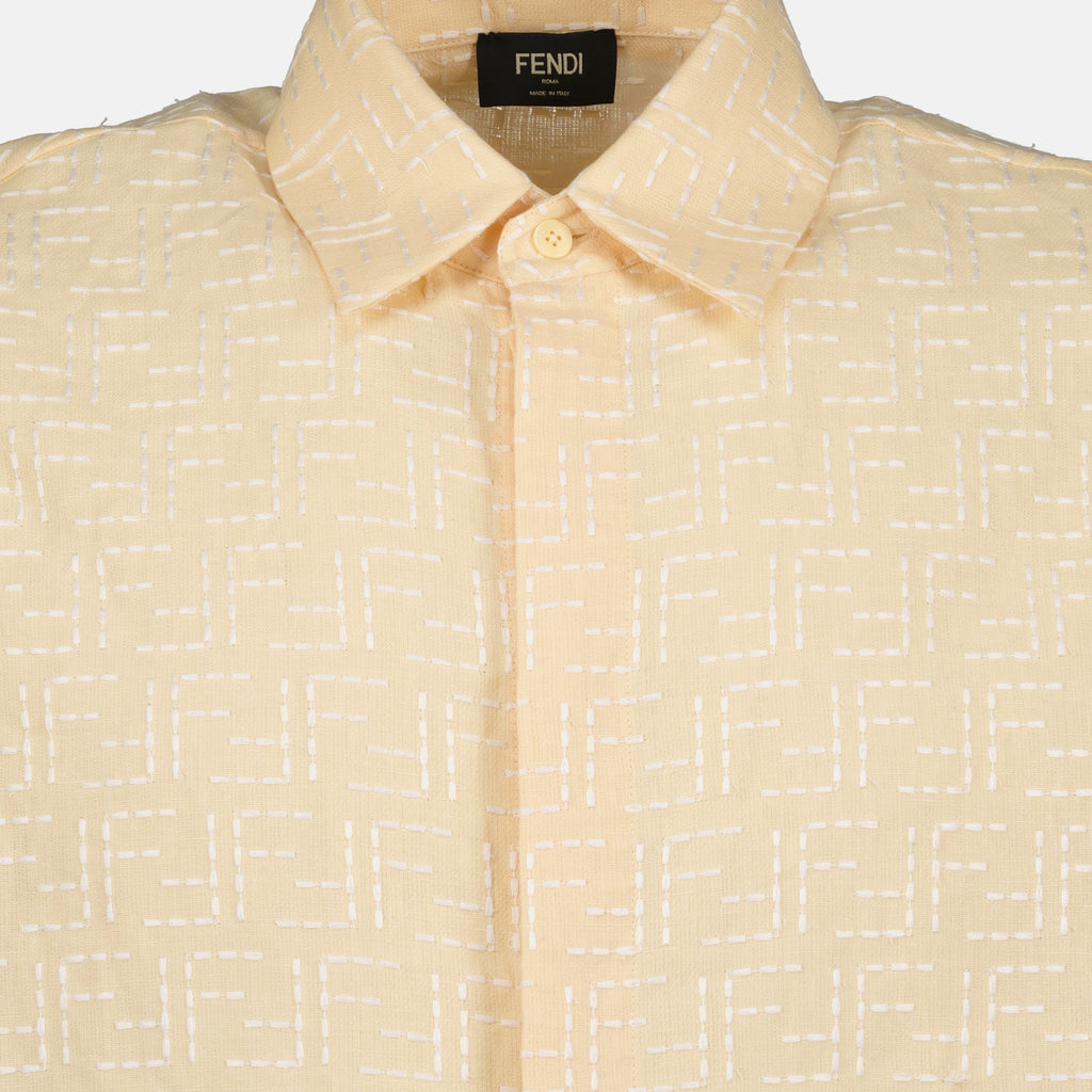 Chemises Chemise en lin Fendi Beige Homme