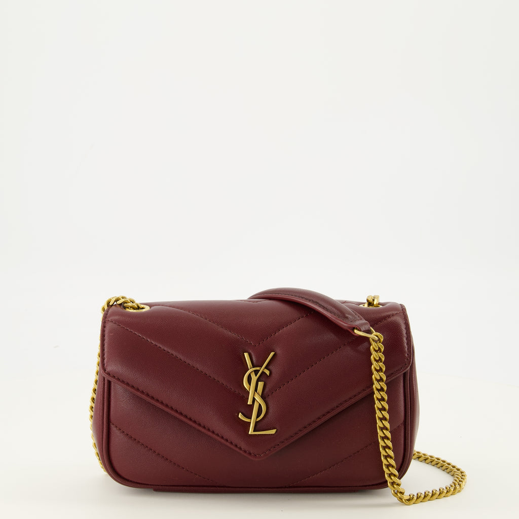 Sacs bandoulière Loulou mini bag in burgundy leather Saint Laurent Bordeaux Femme