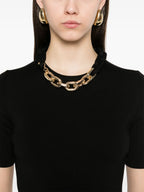 T-shirt Maglione in Lana con Catena a Maglie Rabanne Nero Femme