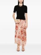 T-shirt Maglione in Lana con Catena a Maglie Rabanne Nero Femme