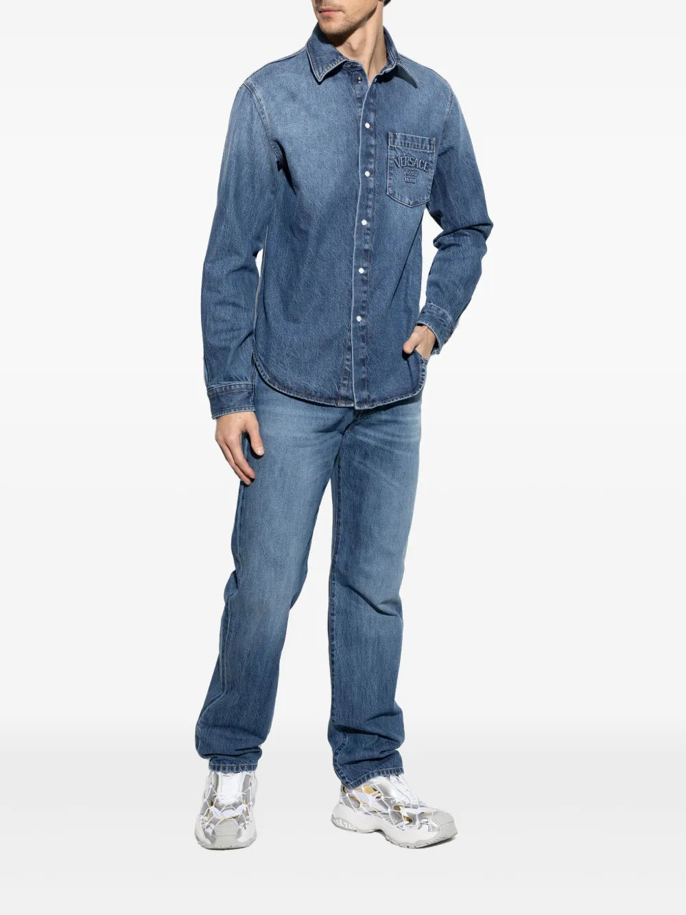 Pantalons Jean droit Versace Bleu Homme