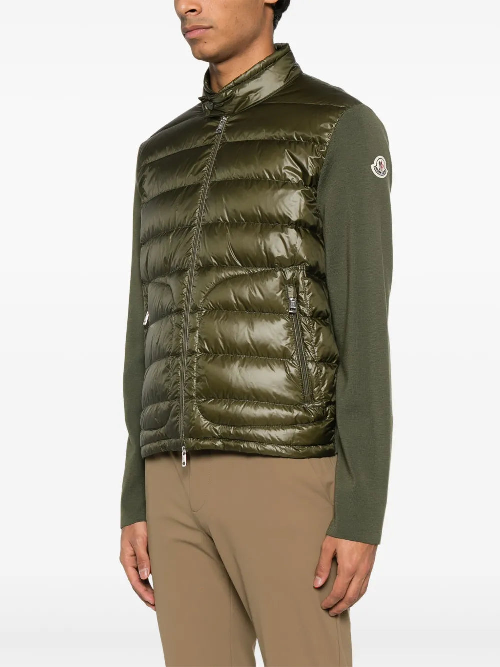 Vestes Veste bi-matière matelassée Moncler Kaki Homme