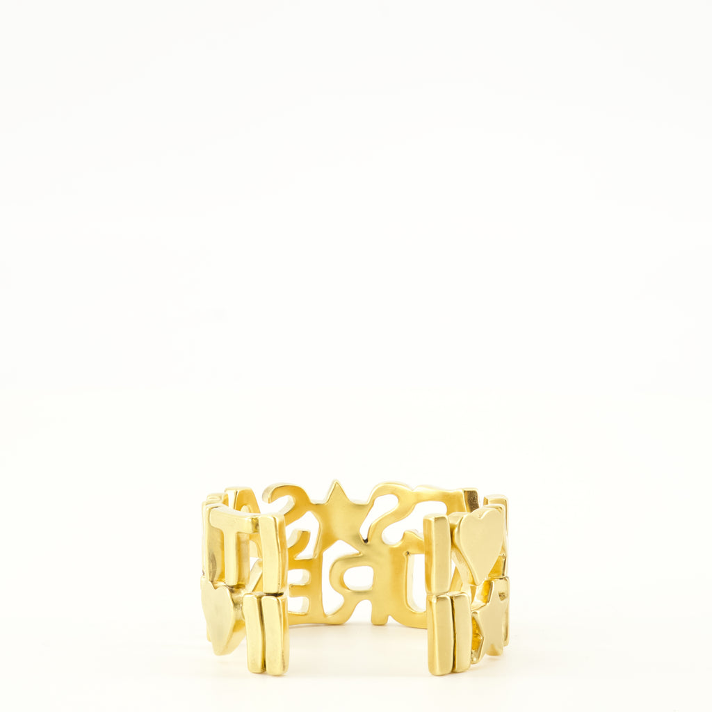 Bijoux Gold Metal Cuff Saint Laurent Doré Unisexe