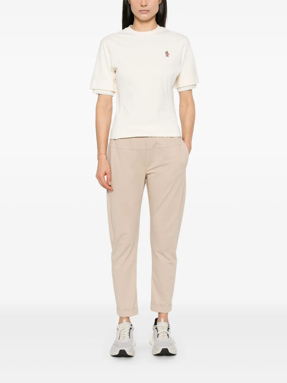 T-shirt T-shirt con Logo Moncler Grenoble Beige Femme