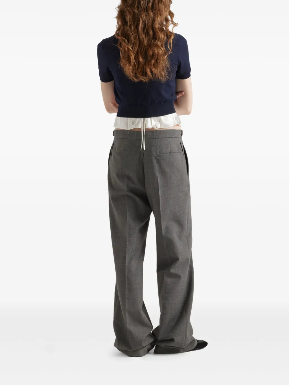 Pantalons Pantalon gris en laine Prada Gris Femme