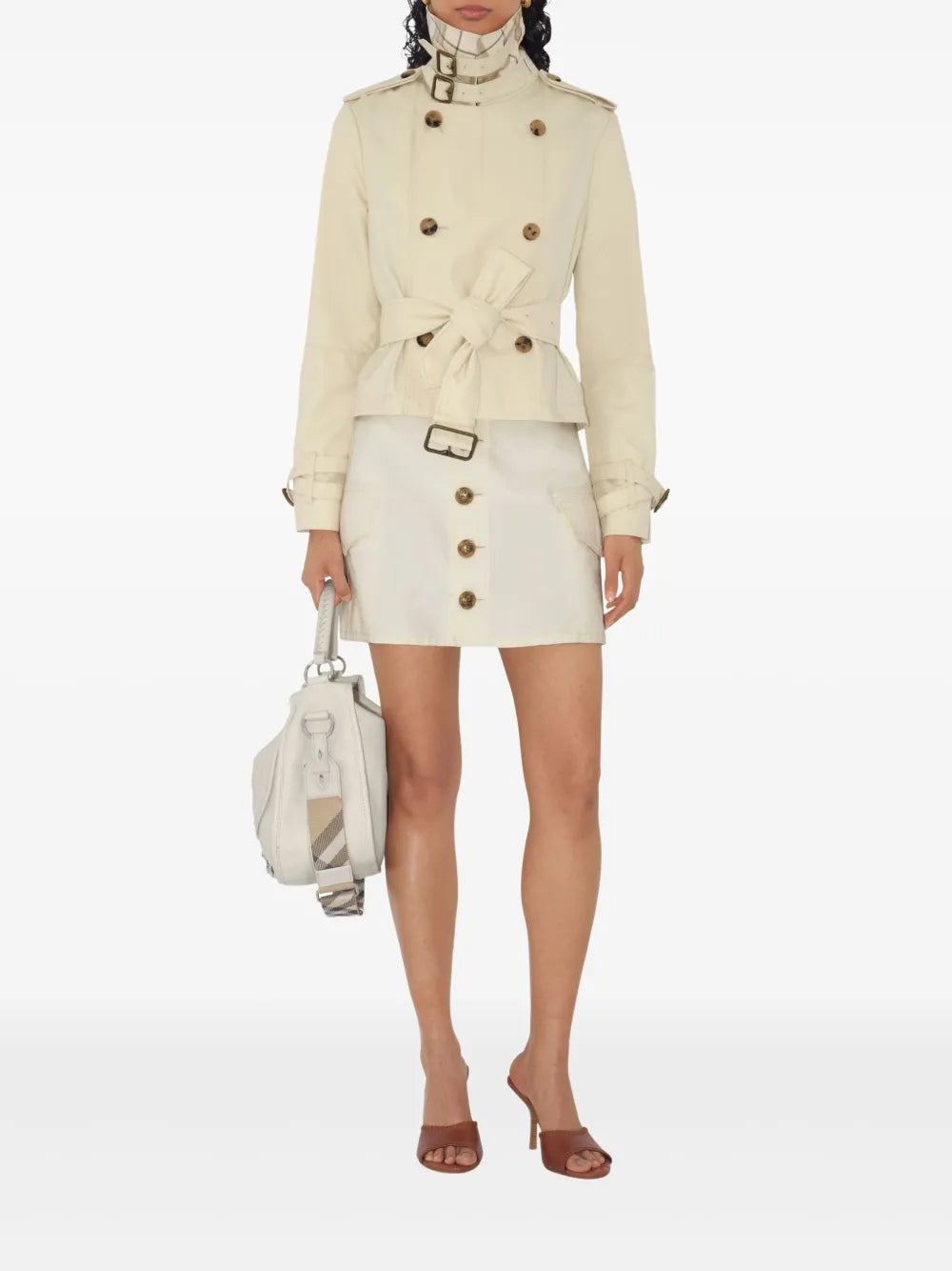 Manteaux Tench court Burberry Beige Femme