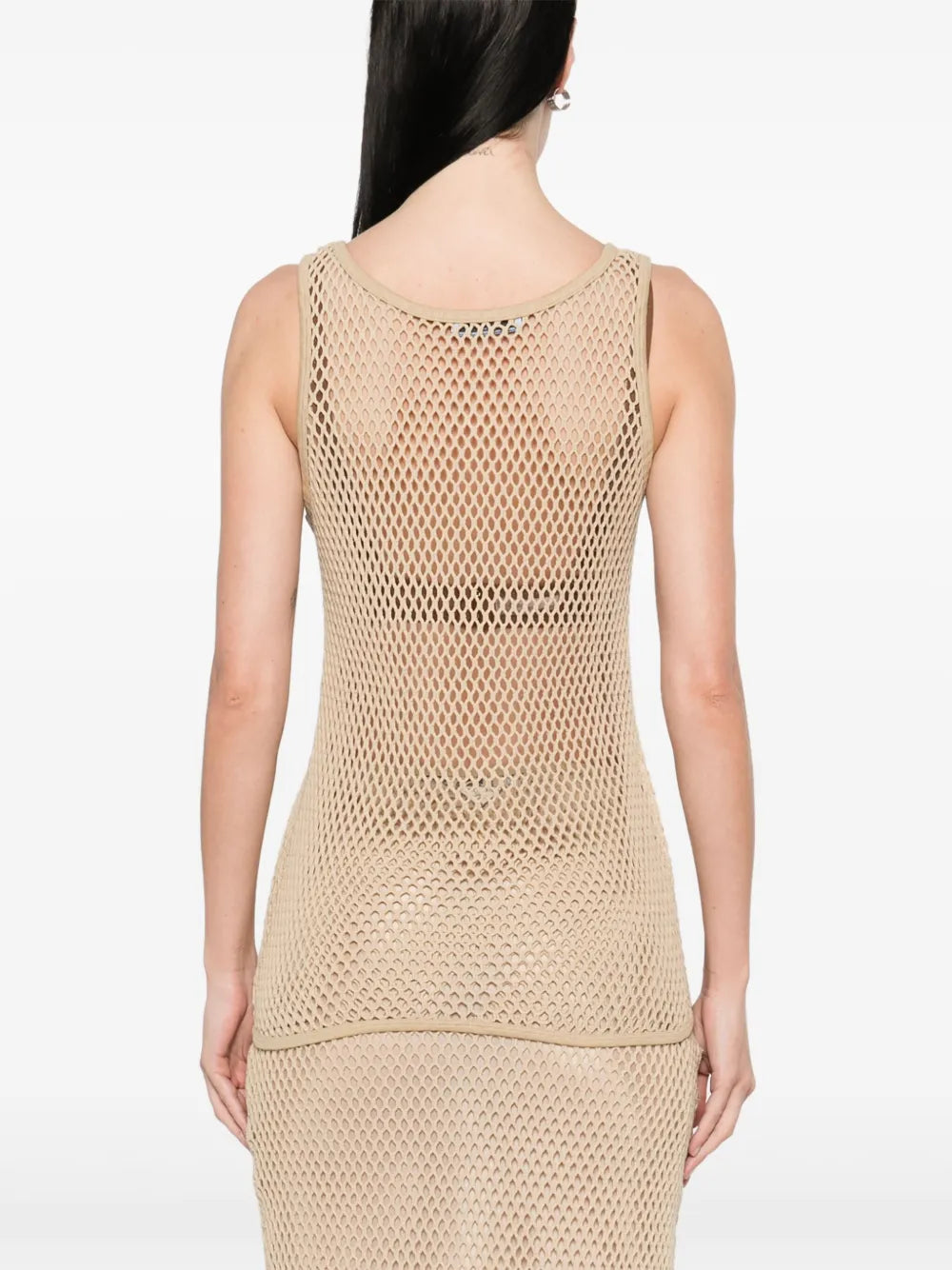 Tops Débardeur en mesh de coton Prada Beige Femme