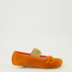 Chaussures plates 오렌지 색상 아나토믹 뉴메릭 새틴 발레리나 Mm6 Orange Femme