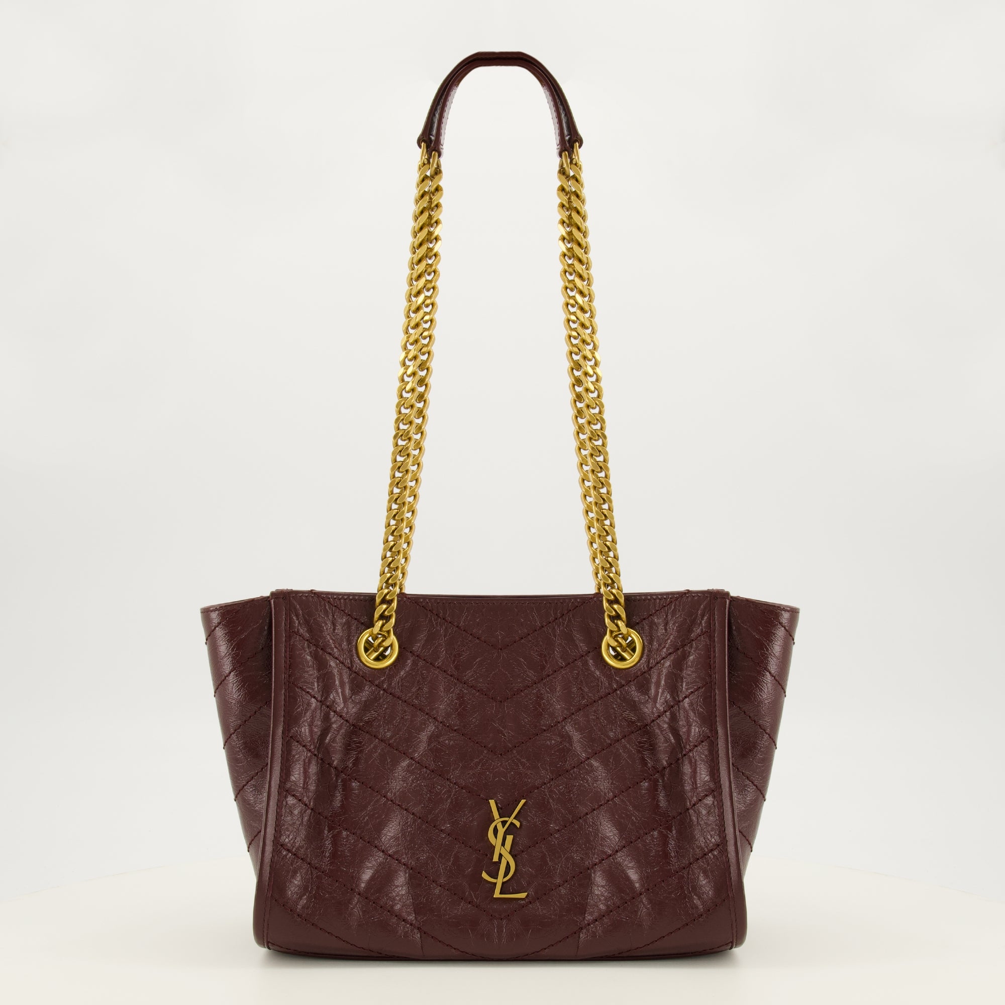Sacs à main et épaule Sac Niki Shopping small en cuir bordeaux Saint Laurent Bordeaux Femme