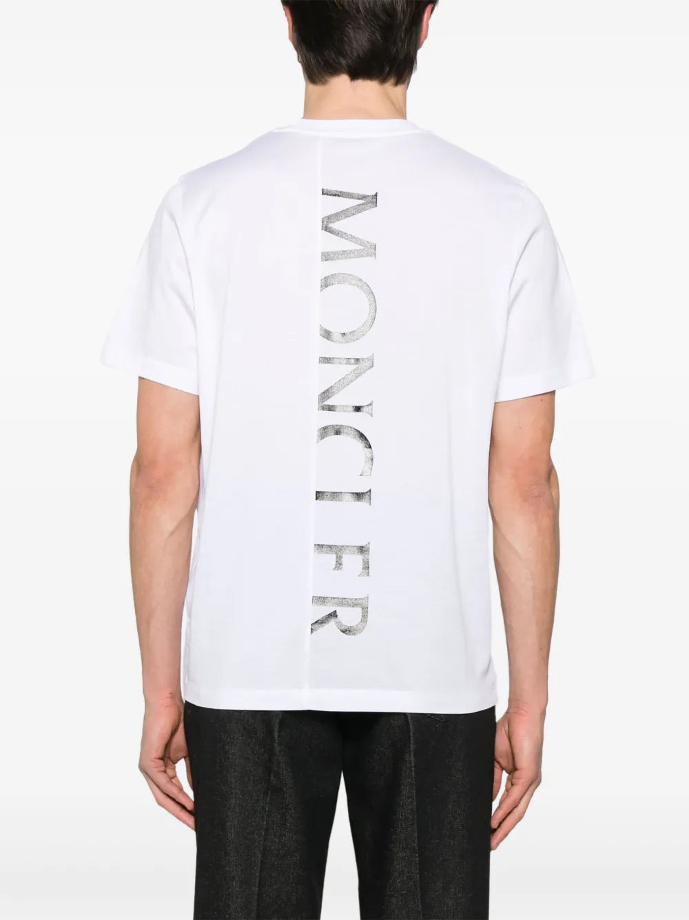 T-Shirts Vertikales Logo T-Shirt Moncler Weiß Homme