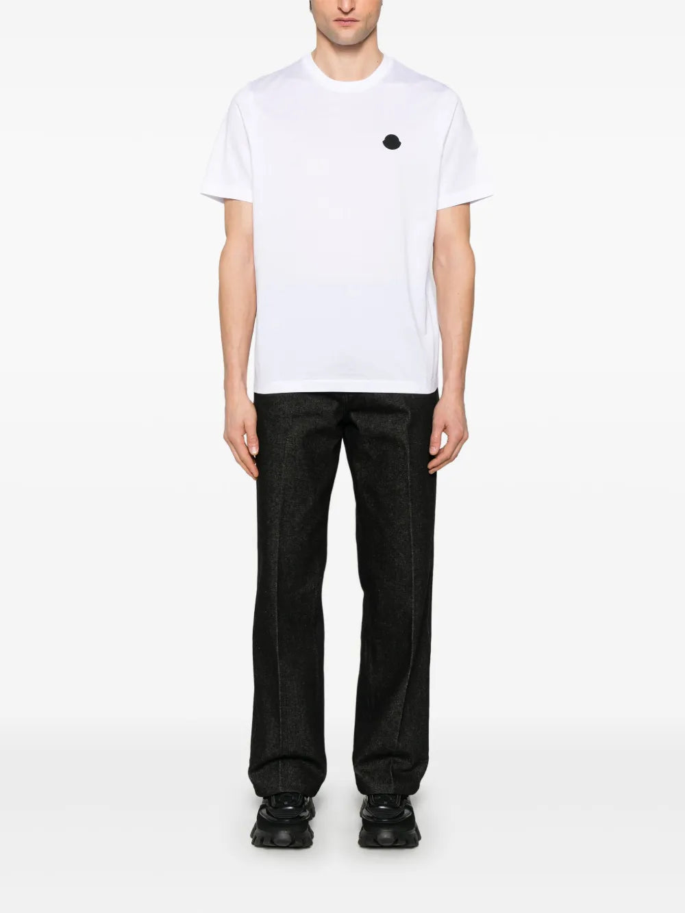 T-Shirts Vertikales Logo T-Shirt Moncler Weiß Homme