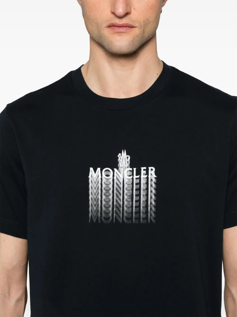 T-Shirts Verblasstes Logo T-Shirt Moncler Dunkelblau Homme