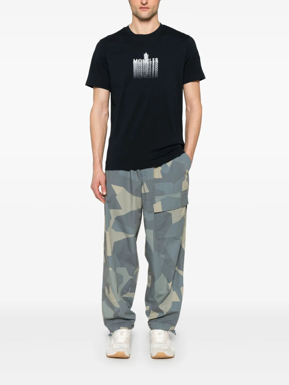 T-shirts T-shirt à logo délavé Moncler Bleu foncé Homme