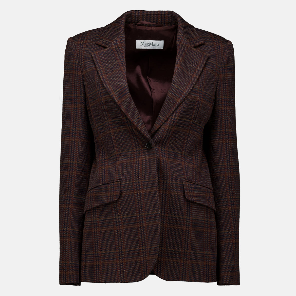 Vestes Karierter Wollblazer Max Mara Marron Femme
