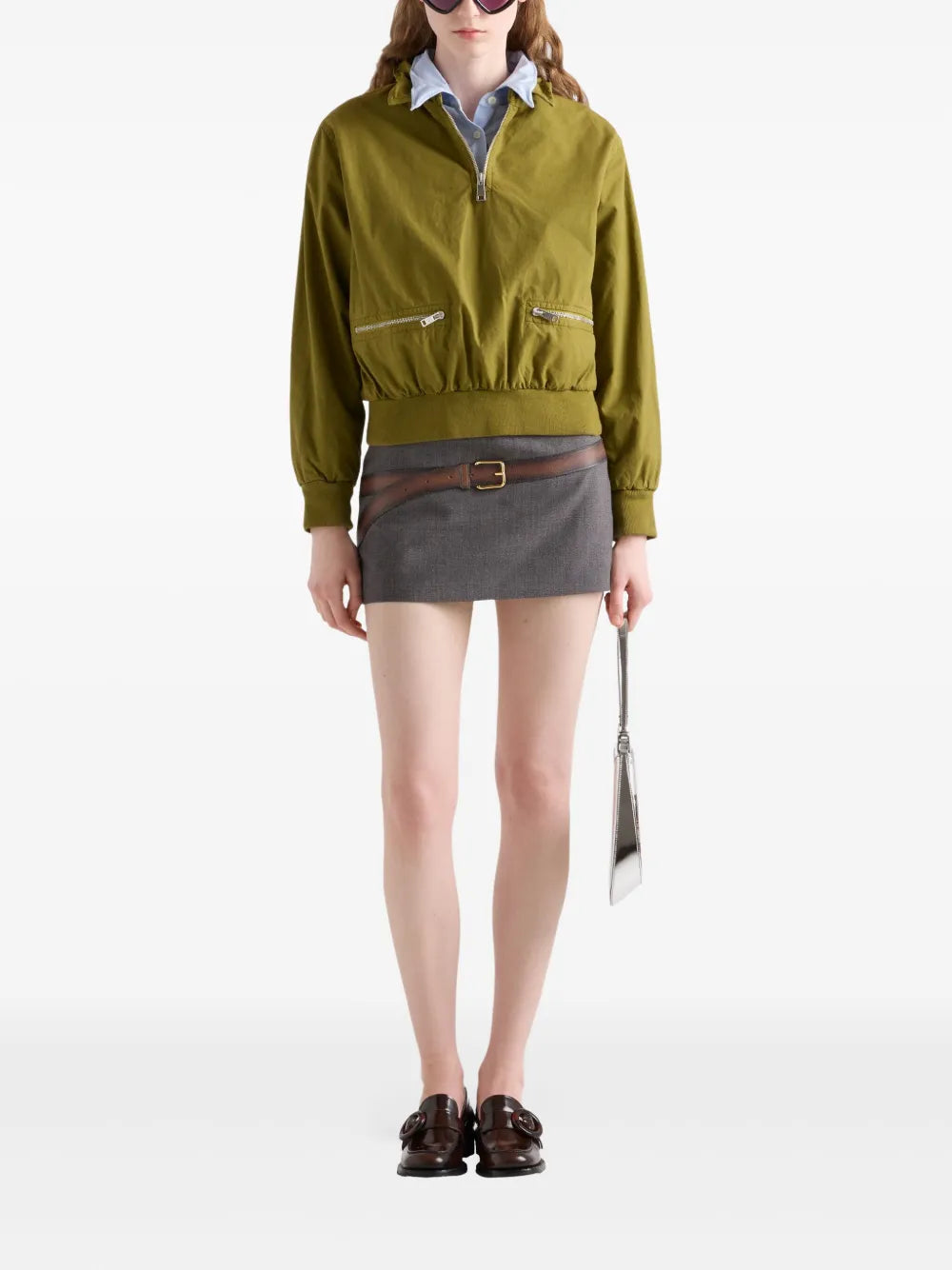 Sweatshirts Veste en popeline Prada Kaki Femme