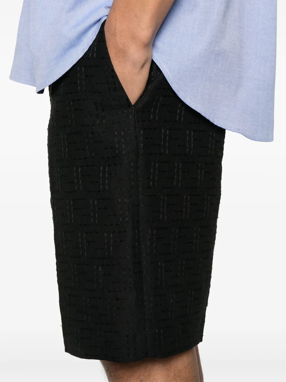 Shorts Short en lin FF Fendi Noir Homme