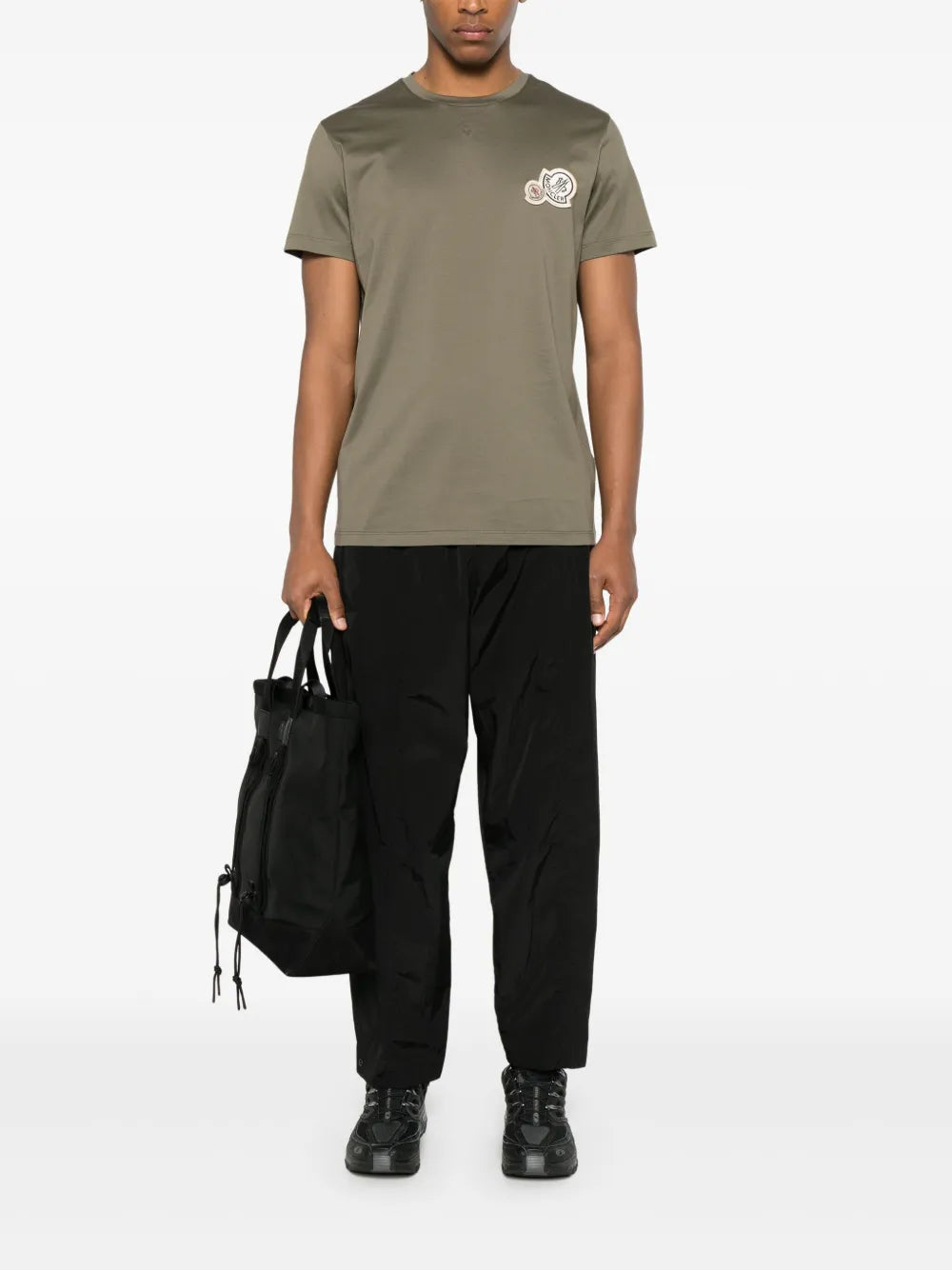 Camisetas T-Shirt Duplo Logo Moncler Cáqui Homme