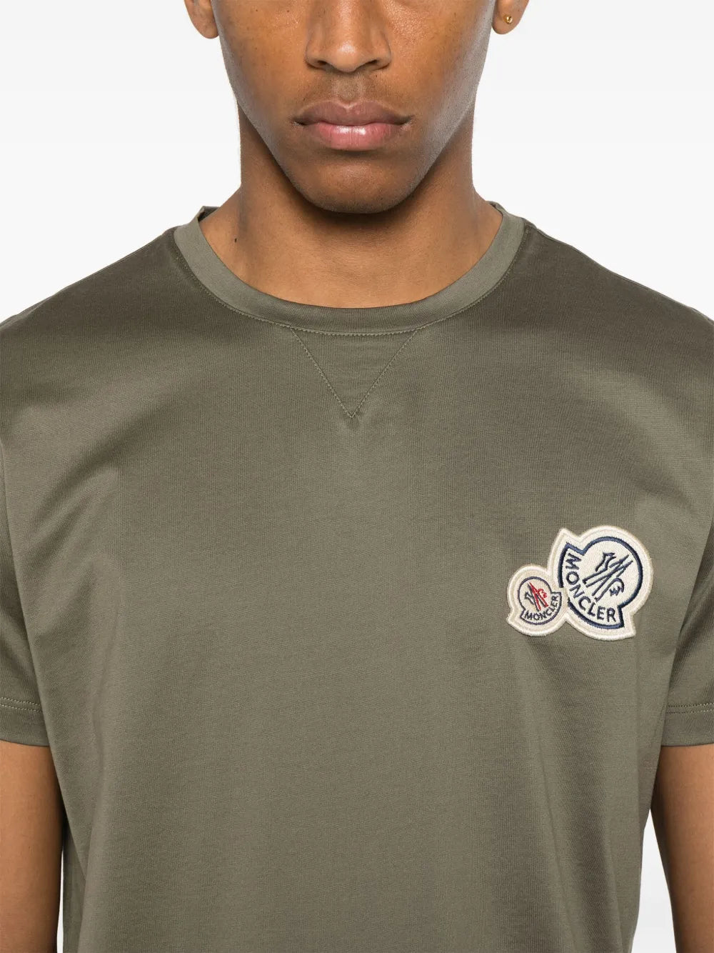 Camisetas T-Shirt Duplo Logo Moncler Cáqui Homme