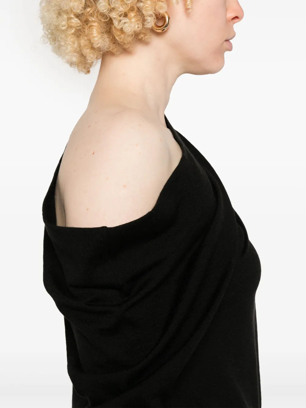 Knitwear Draped Collar Wool Sweater Moschino Black Femme