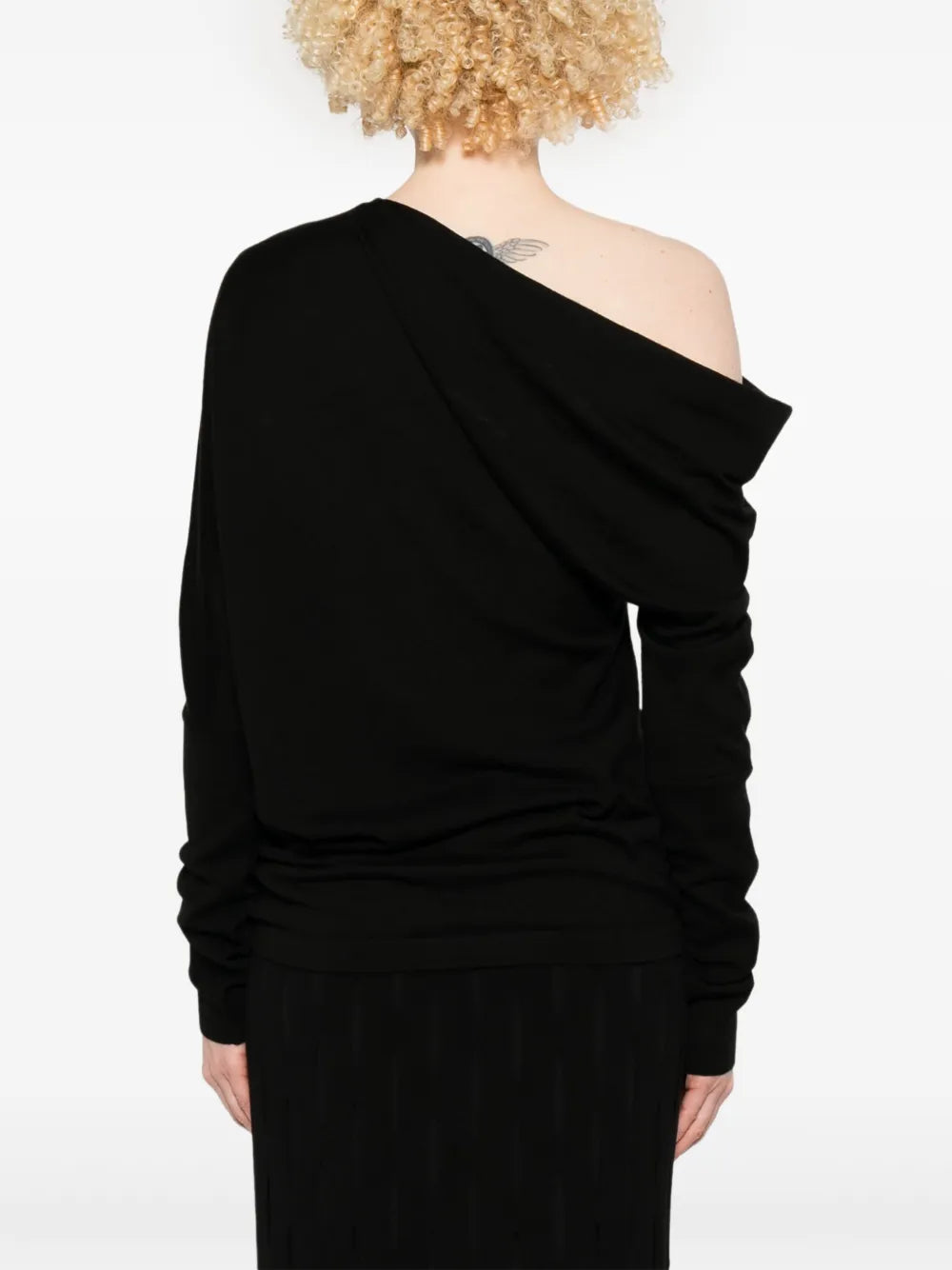 Knitwear Draped Collar Wool Sweater Moschino Black Femme