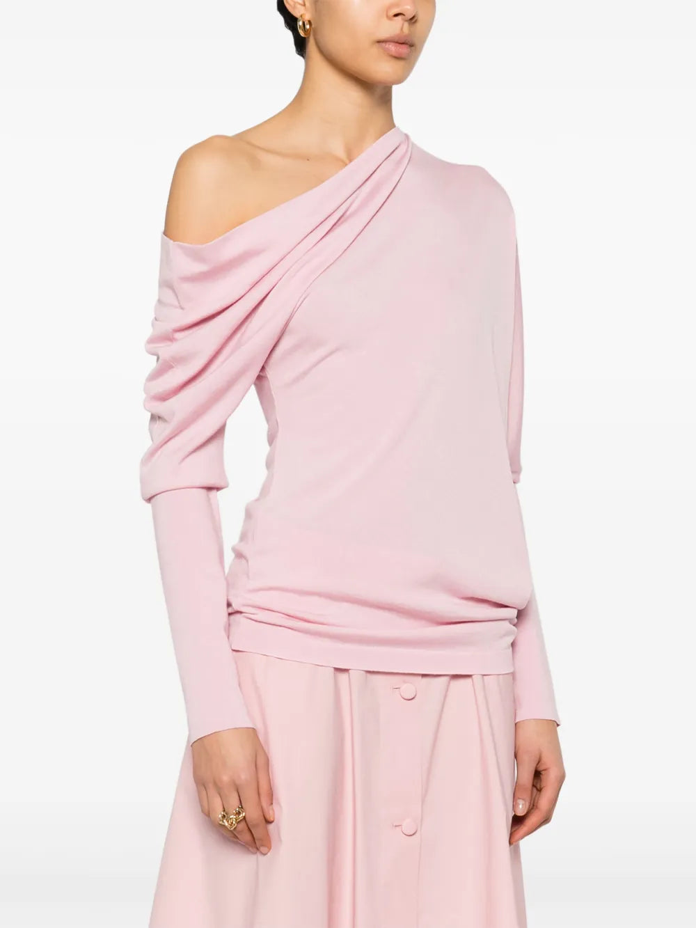 Maille Pull en laine à col drapé Moschino Rose Femme