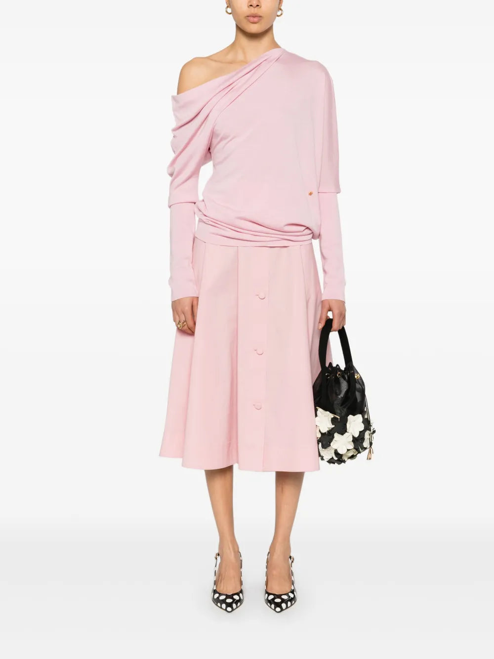 Maille Pull en laine à col drapé Moschino Rose Femme
