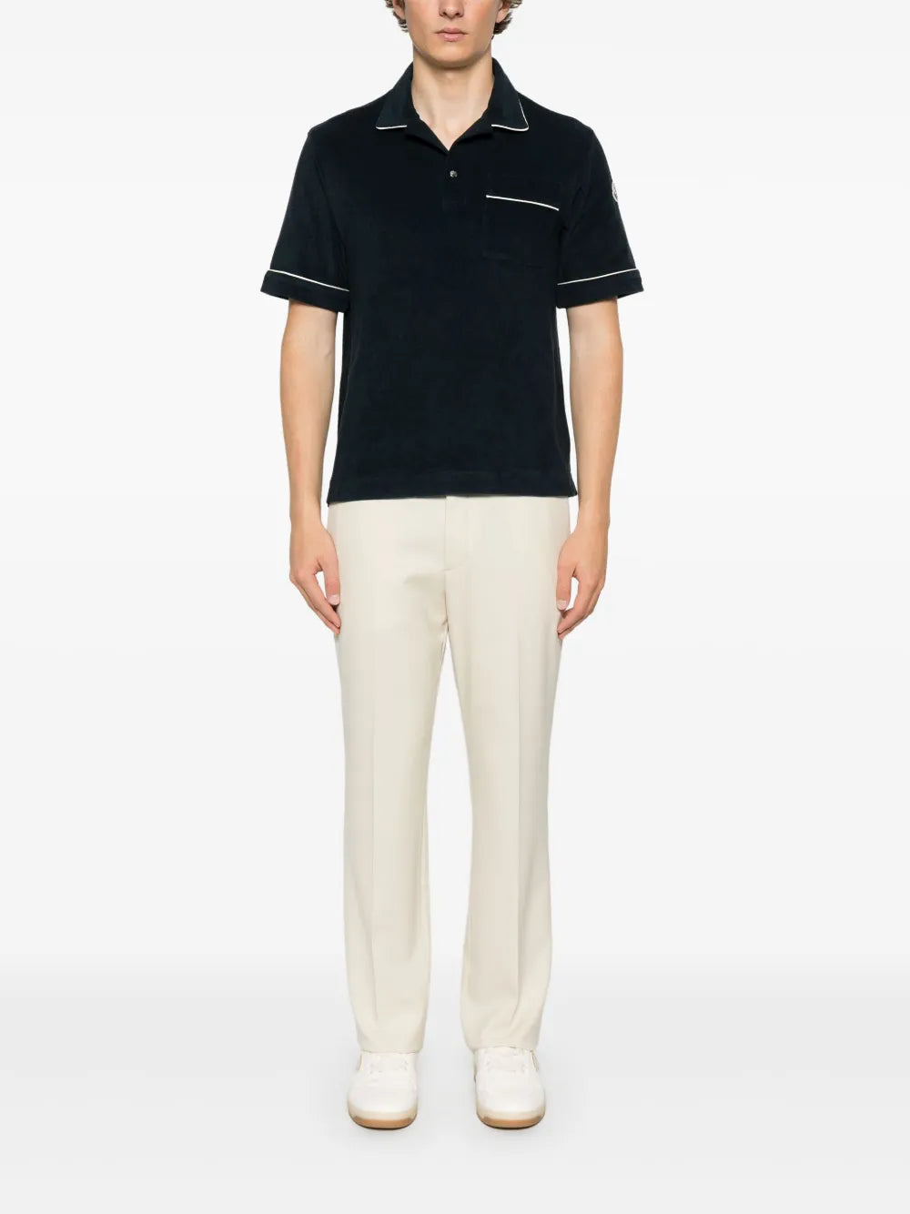 Polos Polo en coton éponge Moncler Bleu foncé Homme