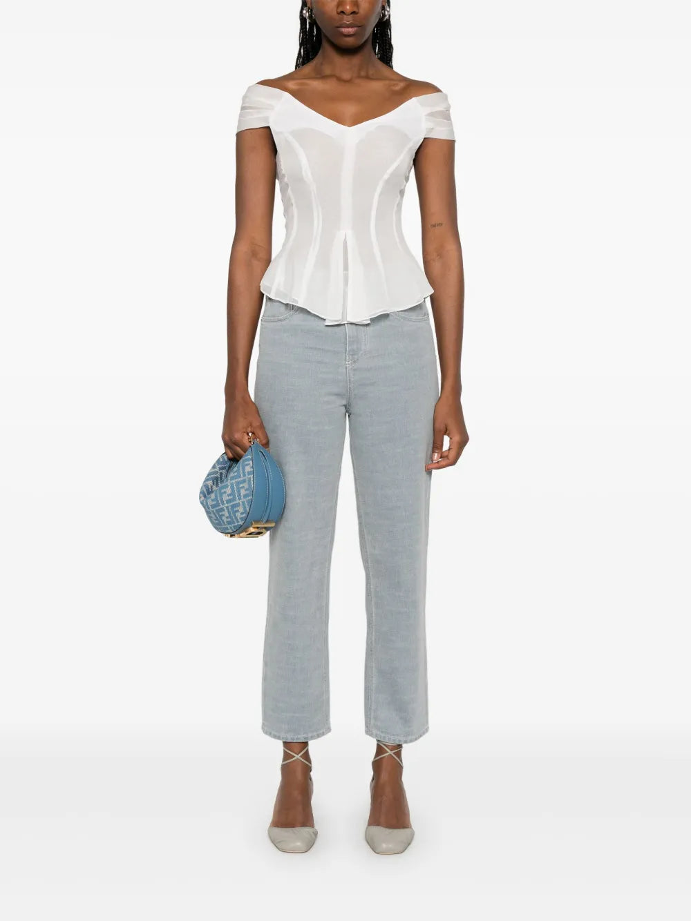 Pantalones Pantalones de mezclilla Fendi Gris Femme
