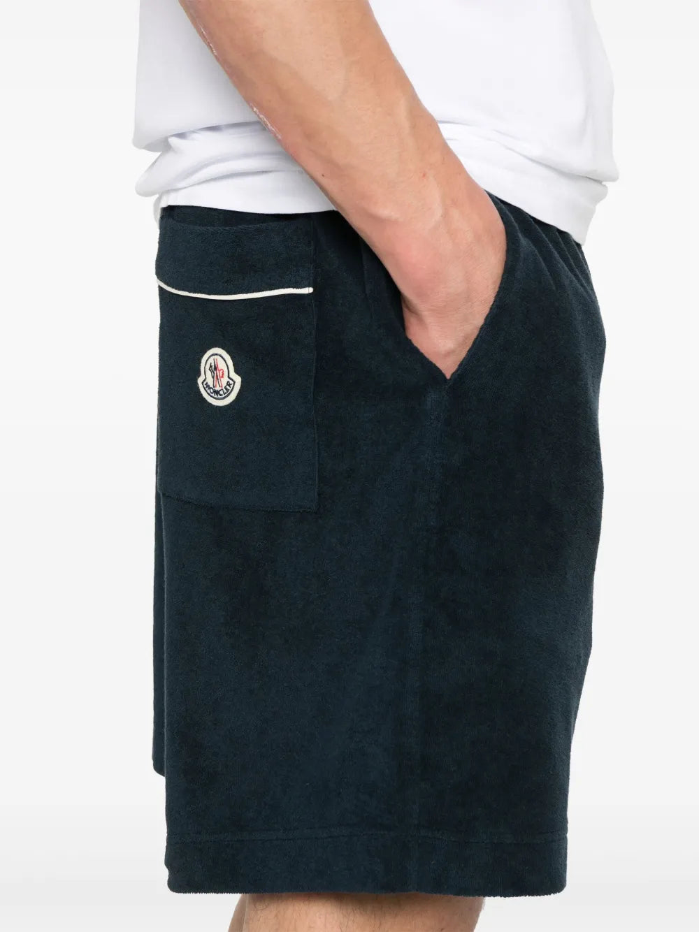 Shorts Short en coton éponge Moncler Bleu foncé Homme