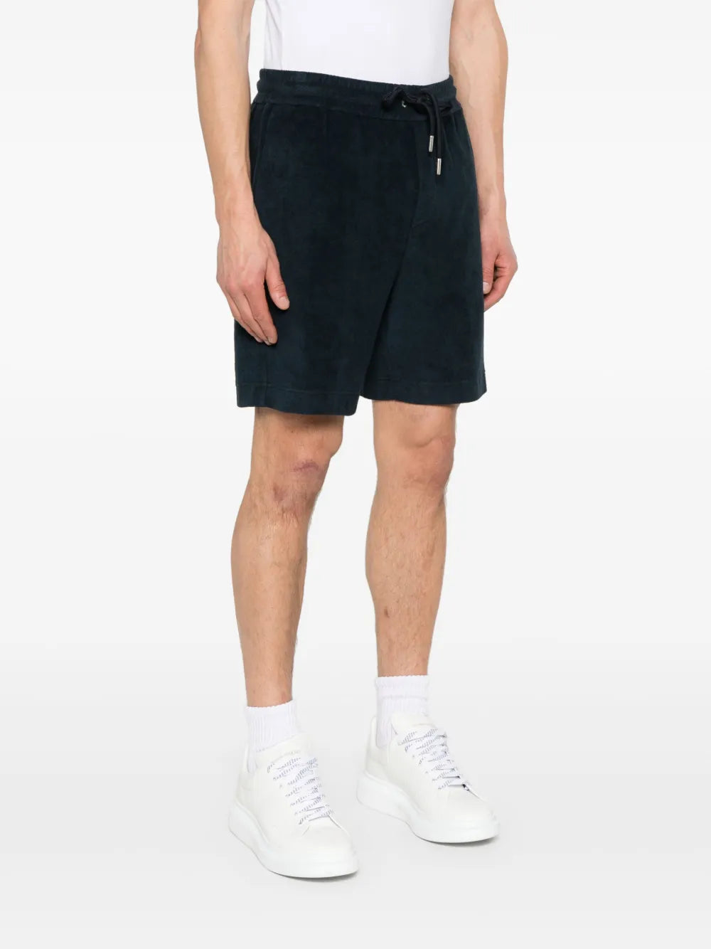 Shorts Calções de Algodão de Toalha Moncler Azul escuro Homme