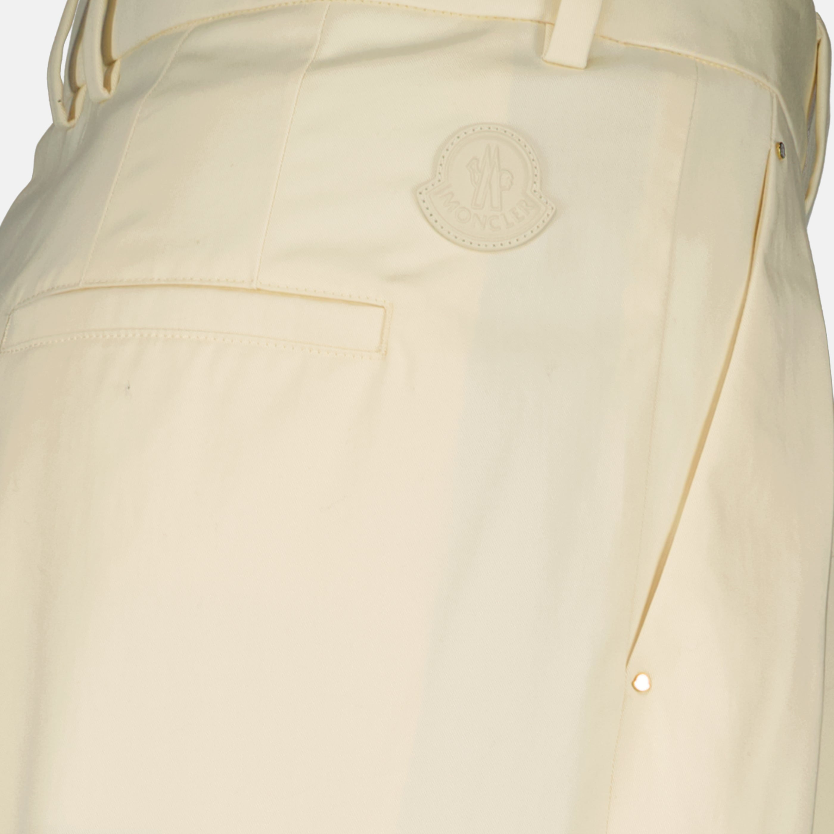 Pantalons 와이드 코튼 개바딘 팬츠 Moncler Blanc Femme