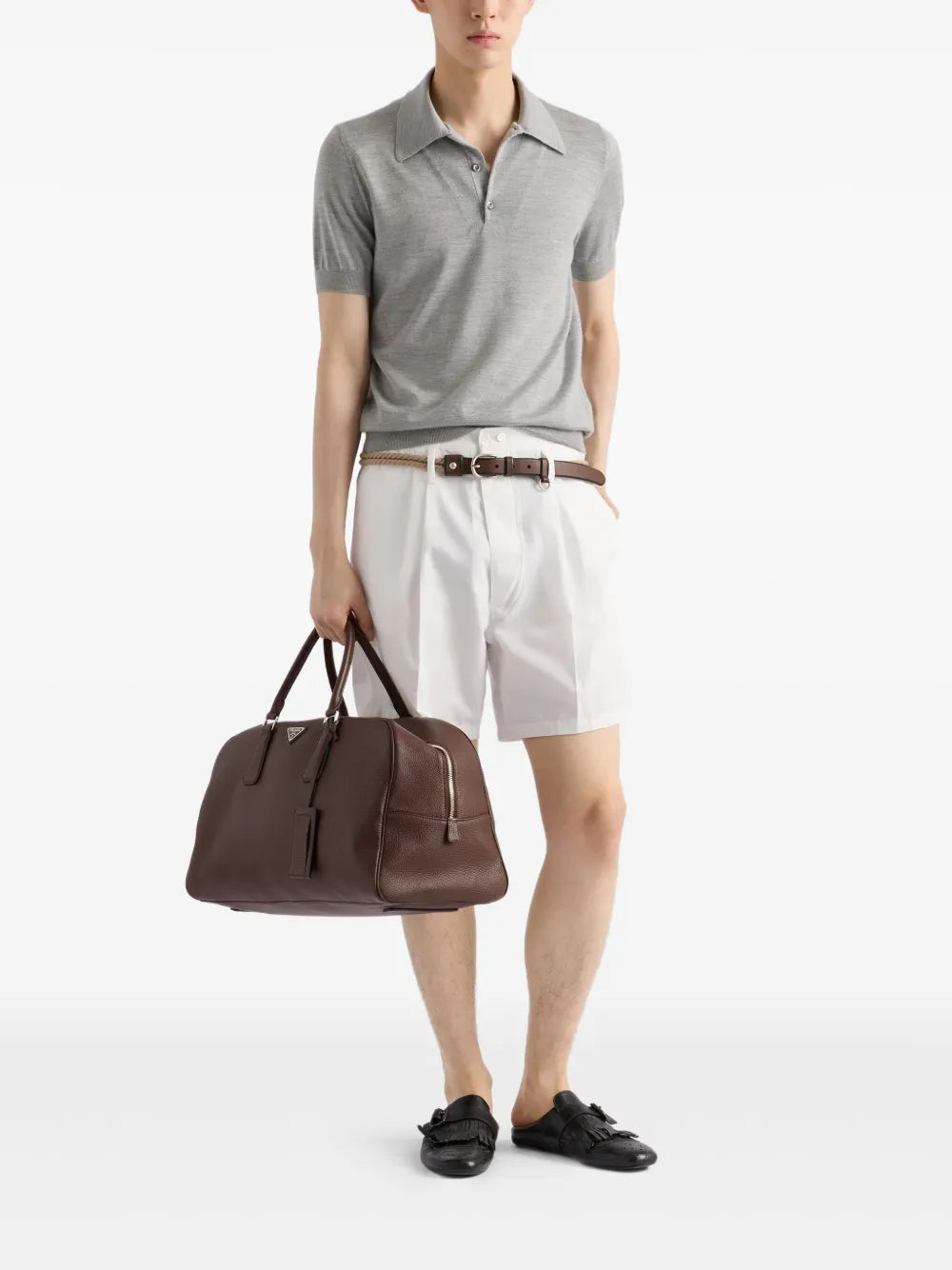 Image de l'article Polo en cachemire et soie de la marque Prada pour Homme - Saison Automne-Hiver 2025 - Vue de Dos