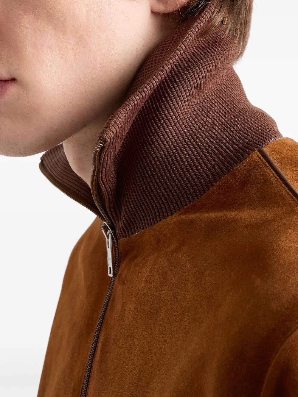 Manteaux Blouson en veau velours Prada Marron Homme