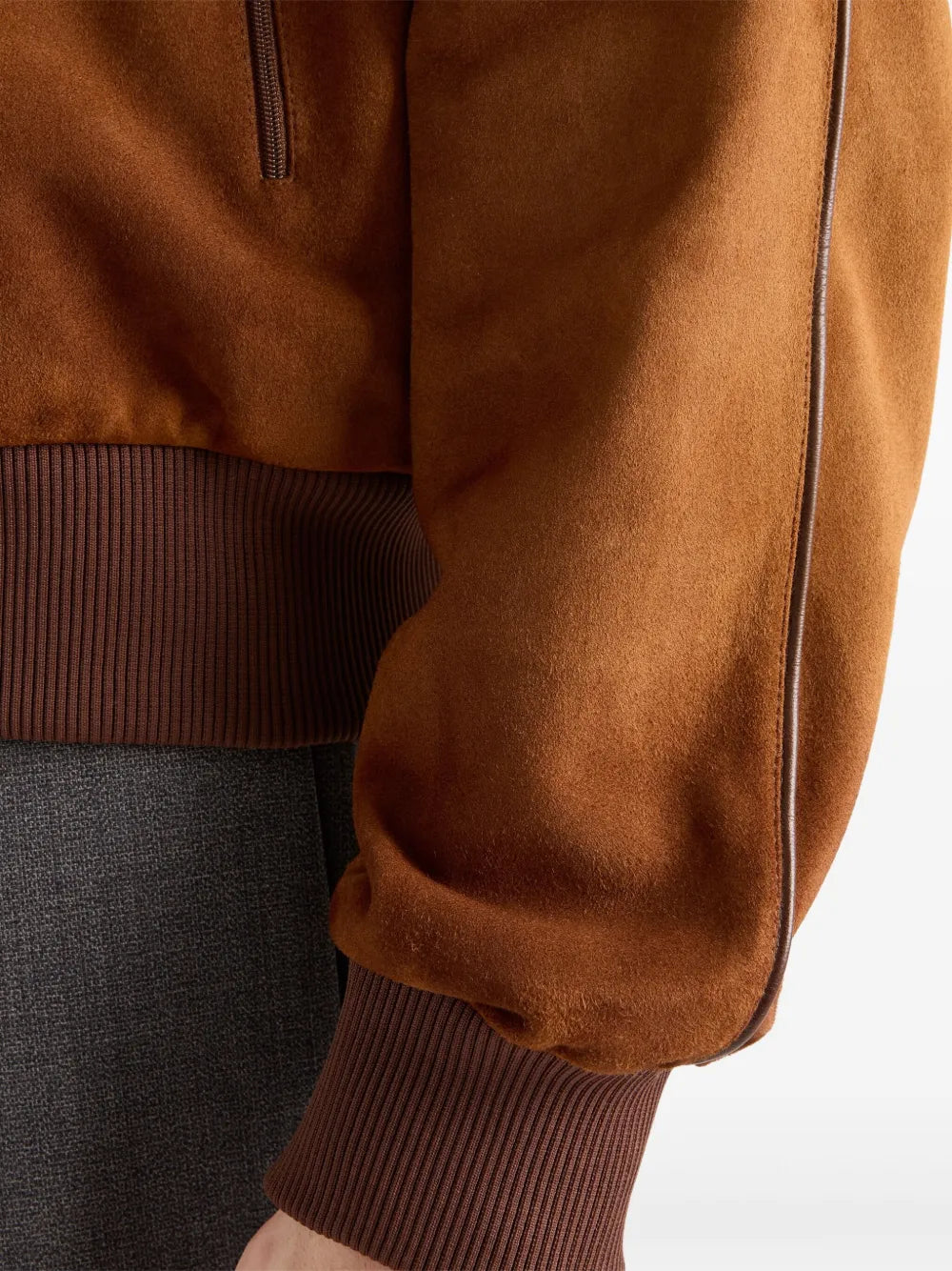 Manteaux Blouson en veau velours Prada Marron Homme