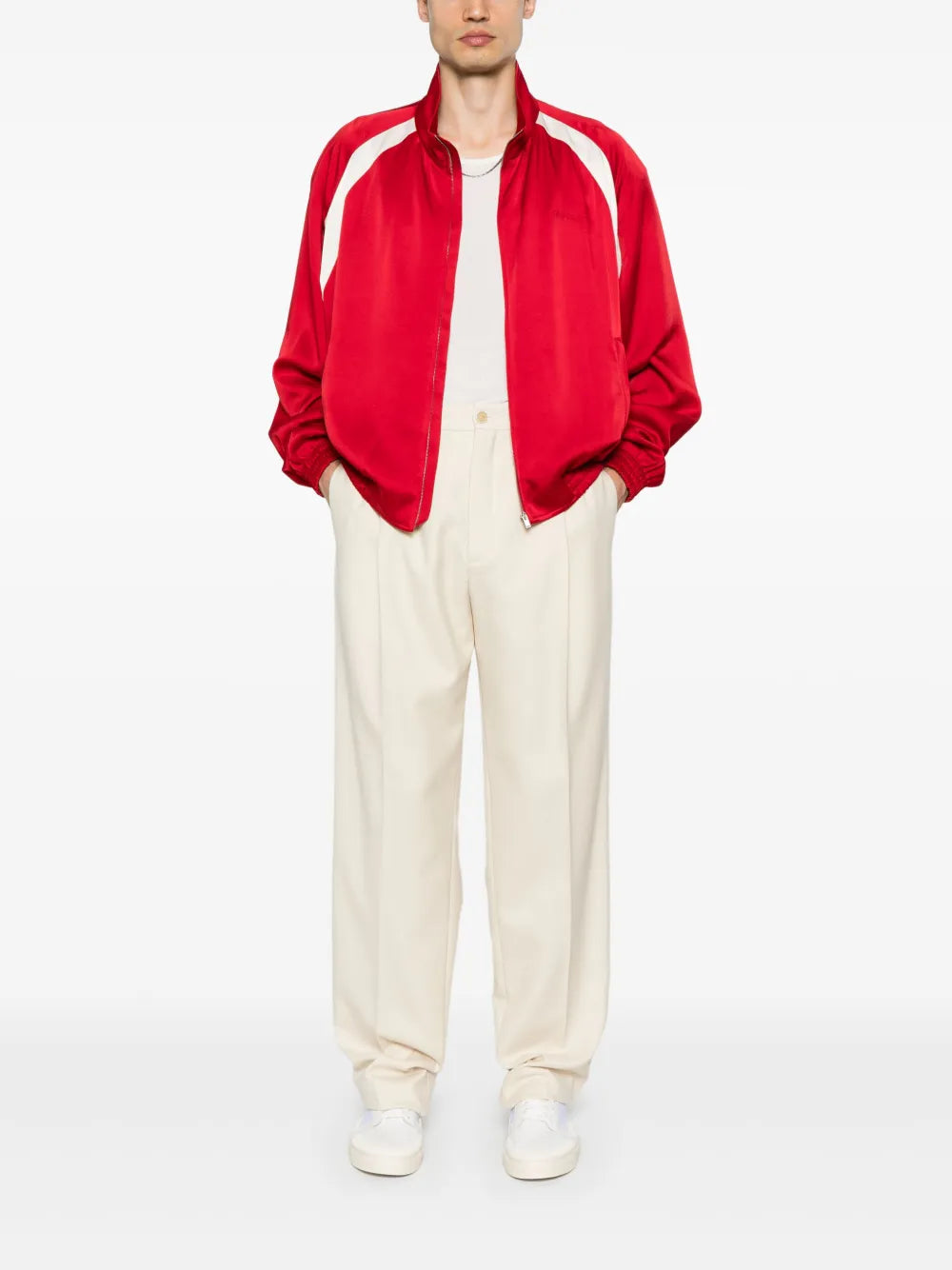 Giacche Giacca Teddy in Satin Saint Laurent Rosso Homme