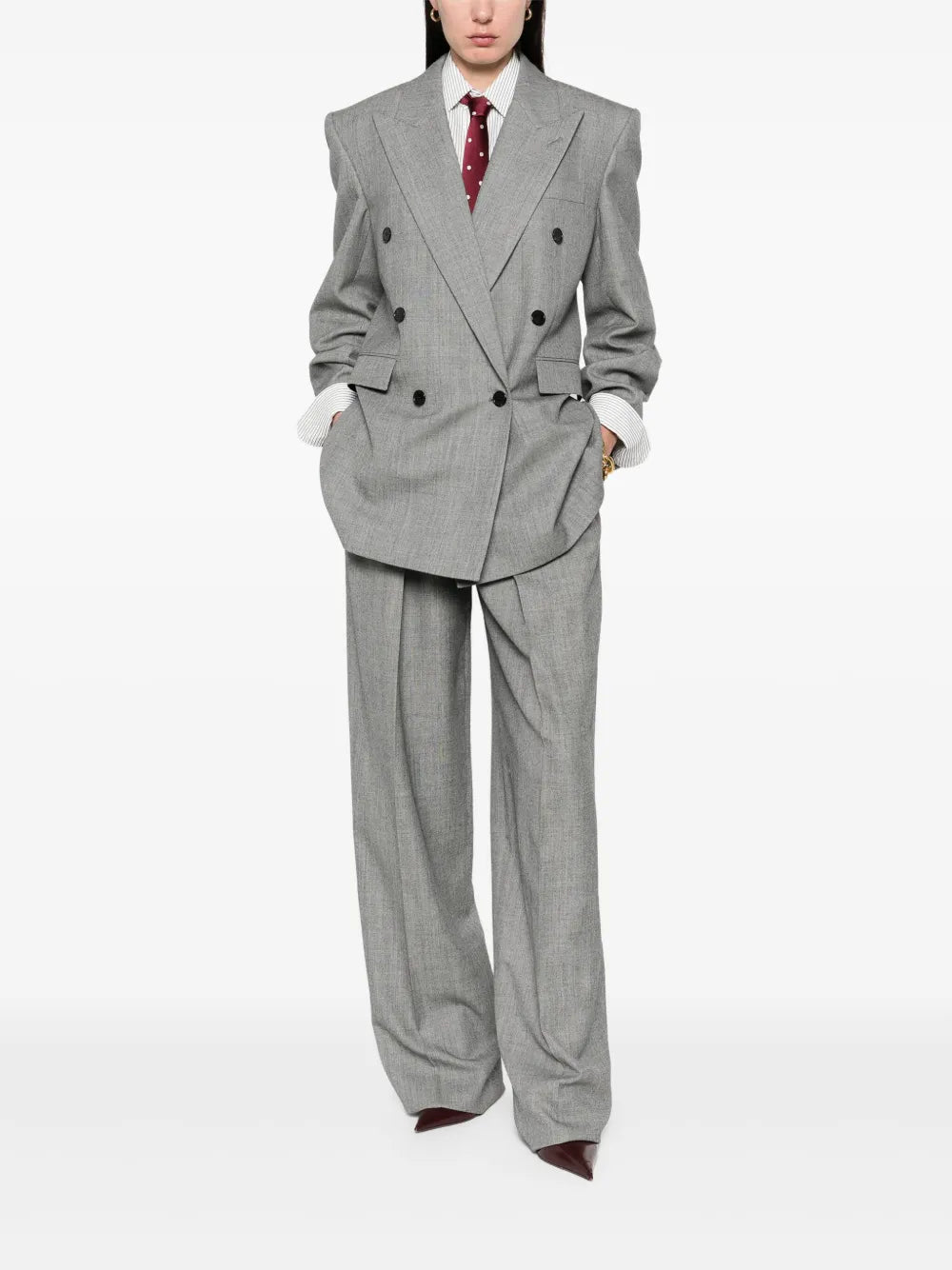 Vestes Blazer en laine Saint Laurent Gris Femme