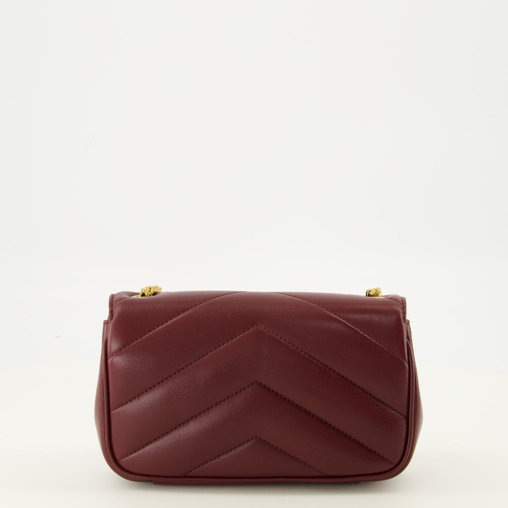 Sacs bandoulière Loulou mini bag in burgundy leather Saint Laurent Bordeaux Femme