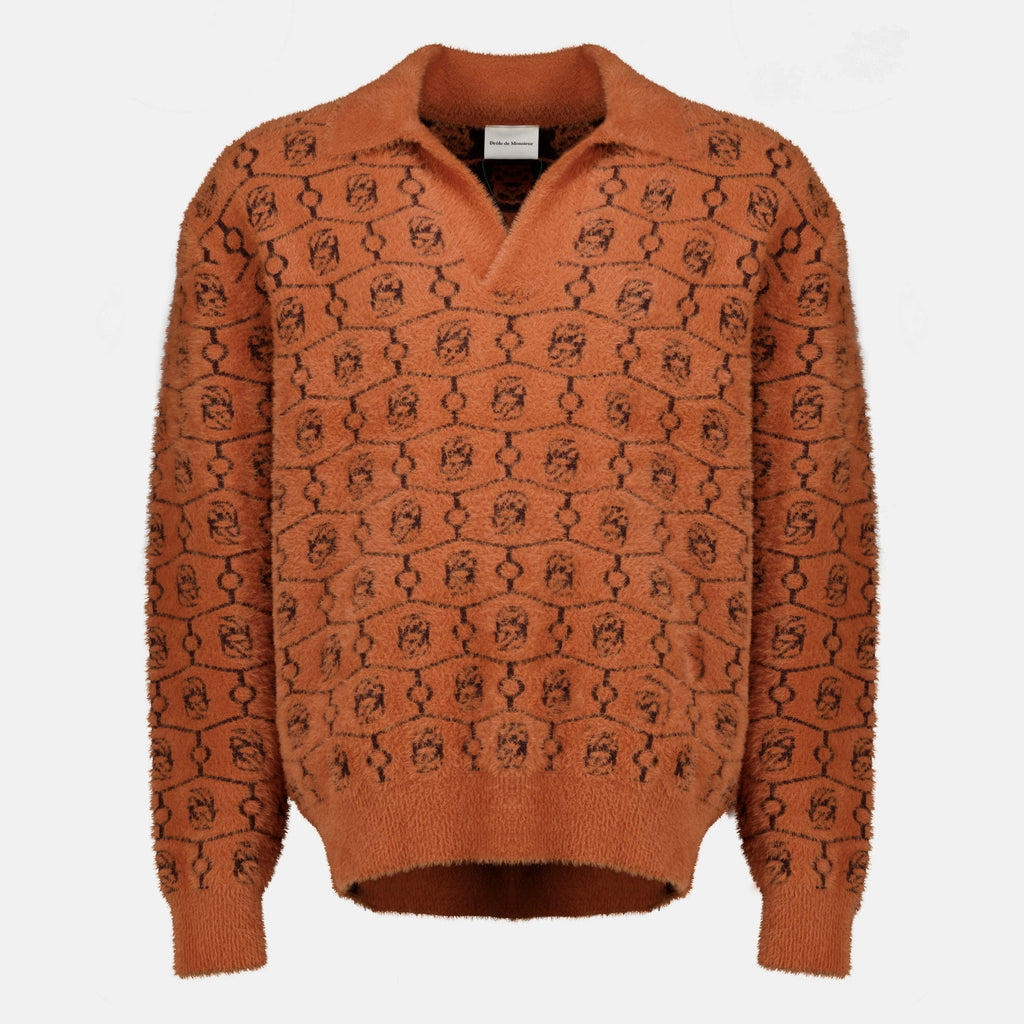 Maille 브라운 울 모노그램 폴로 Drole De Monsieur Marron Homme
