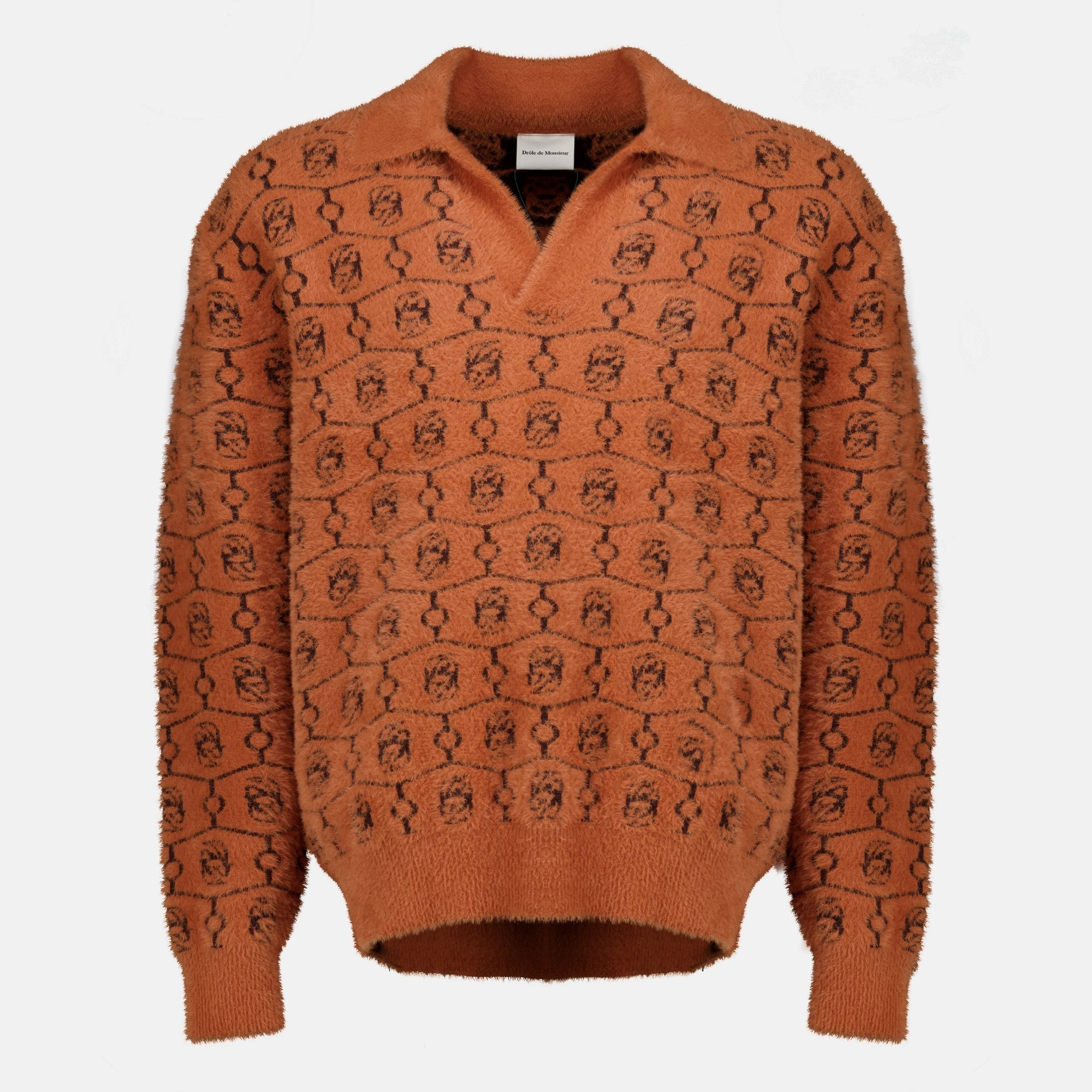 Maille Polo Monograma de Lana Marrón Drole De Monsieur Marron Homme