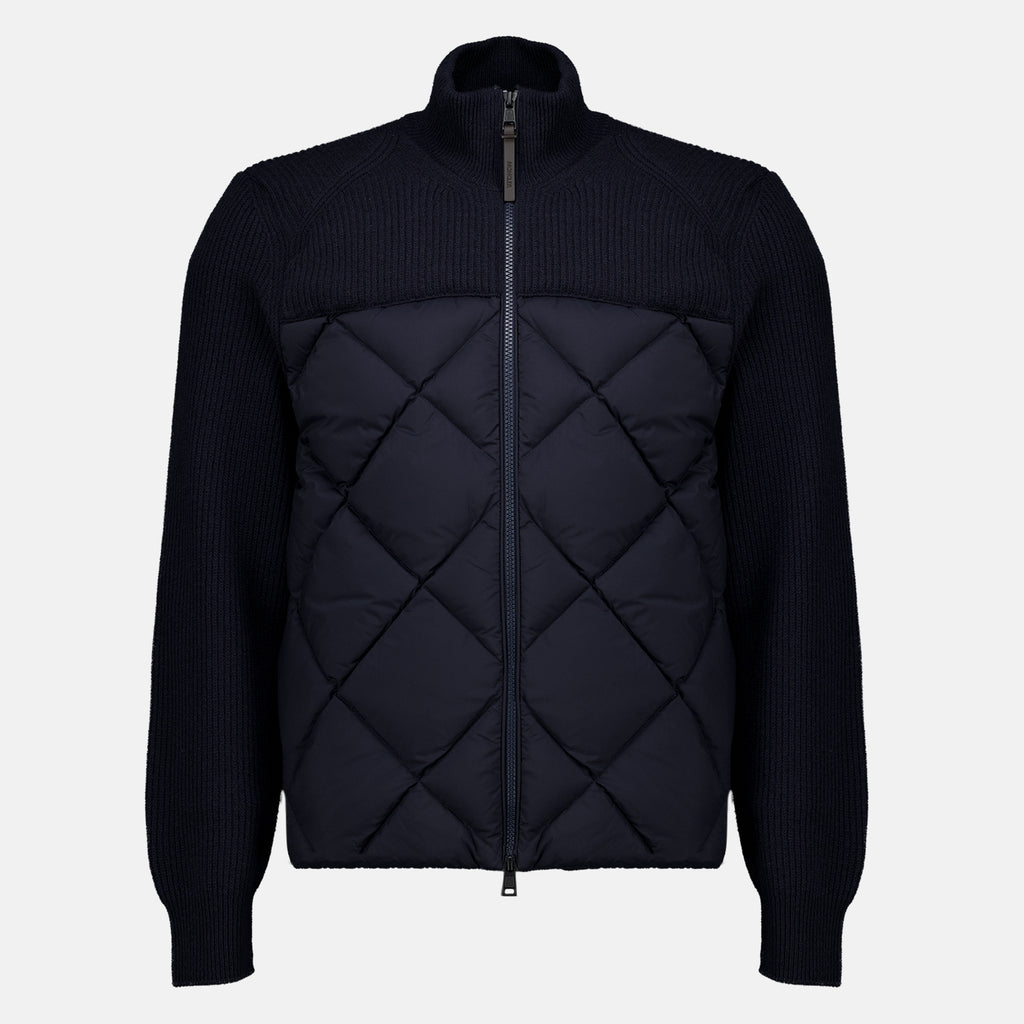 Vestes Cardigan bi-matière matelassé Moncler Bleu foncé Homme